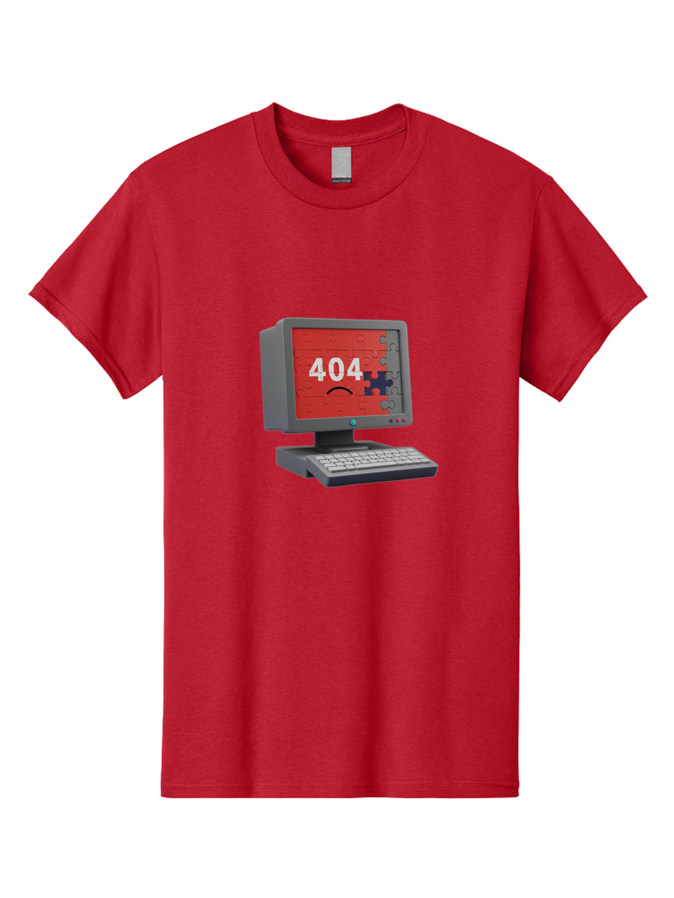 404-Error-11 Men'S Graphic Tee, 100% Cotton, Comfortable Casual Summer Wear, Machine Washable, Computer Monitor Displaying 404 Error, Jigsaw Puzzle Pieces, Error Message, Broken Screen, Technical Issue, Puzzle Pieces Falling Apart, Baa075 29
