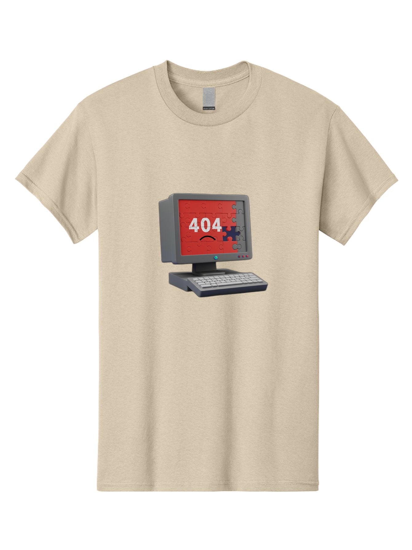 404-Error-11 Men'S Graphic Tee, 100% Cotton, Comfortable Casual Summer Wear, Machine Washable, Computer Monitor Displaying 404 Error, Jigsaw Puzzle Pieces, Error Message, Broken Screen, Technical Issue, Puzzle Pieces Falling Apart, Baa075 10