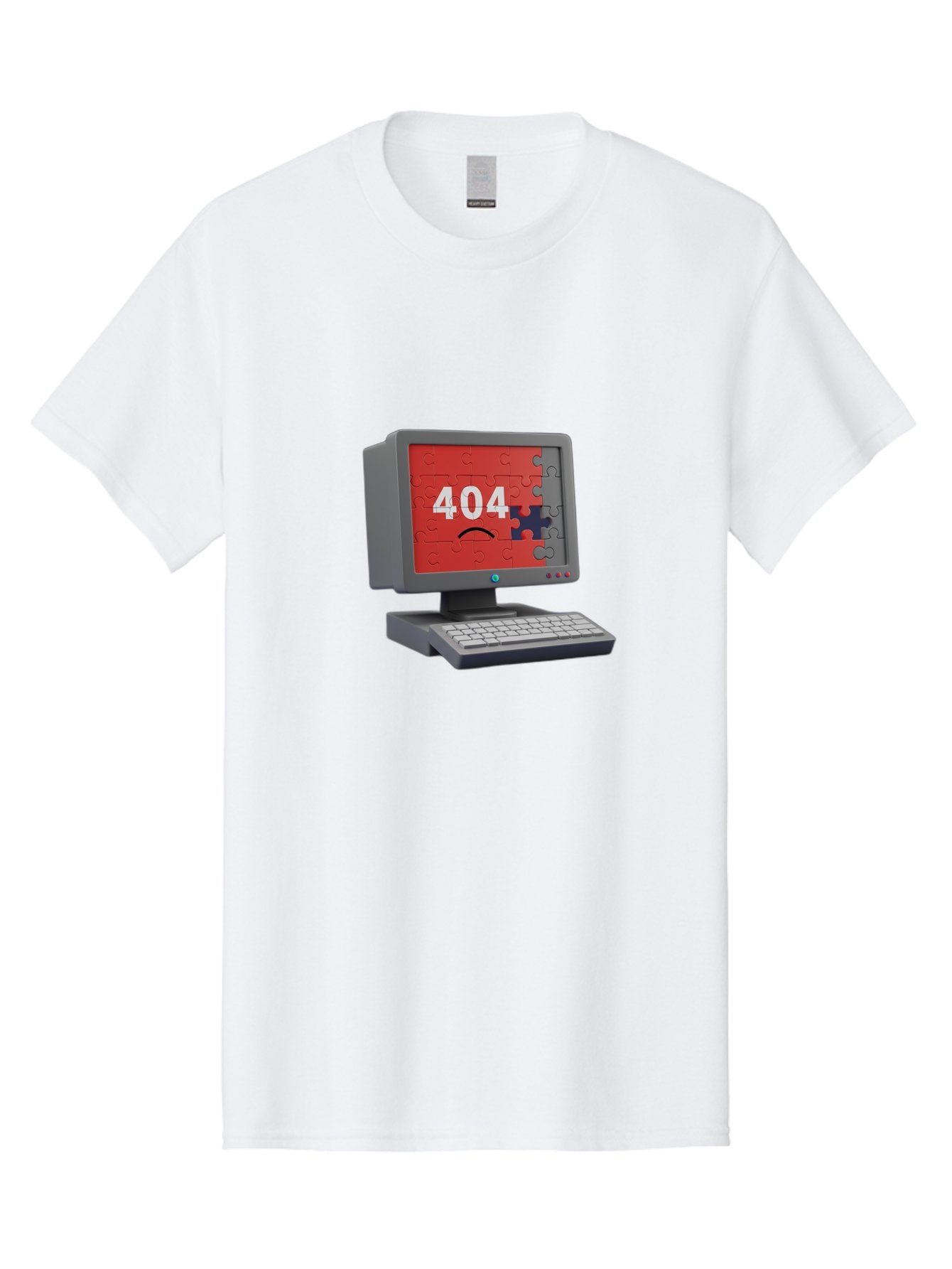 404-Error-11 Men'S Graphic Tee, 100% Cotton, Comfortable Casual Summer Wear, Machine Washable, Computer Monitor Displaying 404 Error, Jigsaw Puzzle Pieces, Error Message, Broken Screen, Technical Issue, Puzzle Pieces Falling Apart, Baa075 5