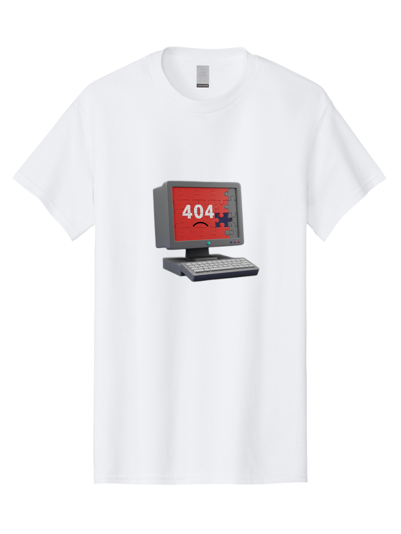 404-Error-11 Men'S Graphic Tee, 100% Cotton, Comfortable Casual Summer Wear, Machine Washable, Computer Monitor Displaying 404 Error, Jigsaw Puzzle Pieces, Error Message, Broken Screen, Technical Issue, Puzzle Pieces Falling Apart, Baa075 15