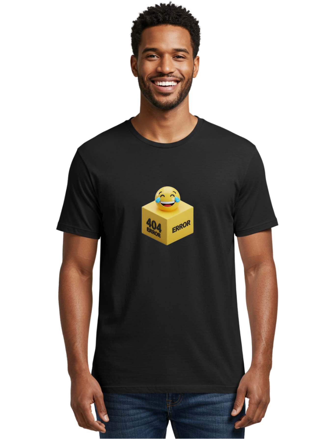 404-Error-3 Men'S Graphic Tee, 100% Cotton, Comfortable Casual Summer Wear, Machine Washable, 404 Error, Error Message, Laughing Emoji, 3D Rendering, Humor, Comedy, Website Error, Webpage Not Found, Crying Laughing Face, Humorous 404 Baa077 6