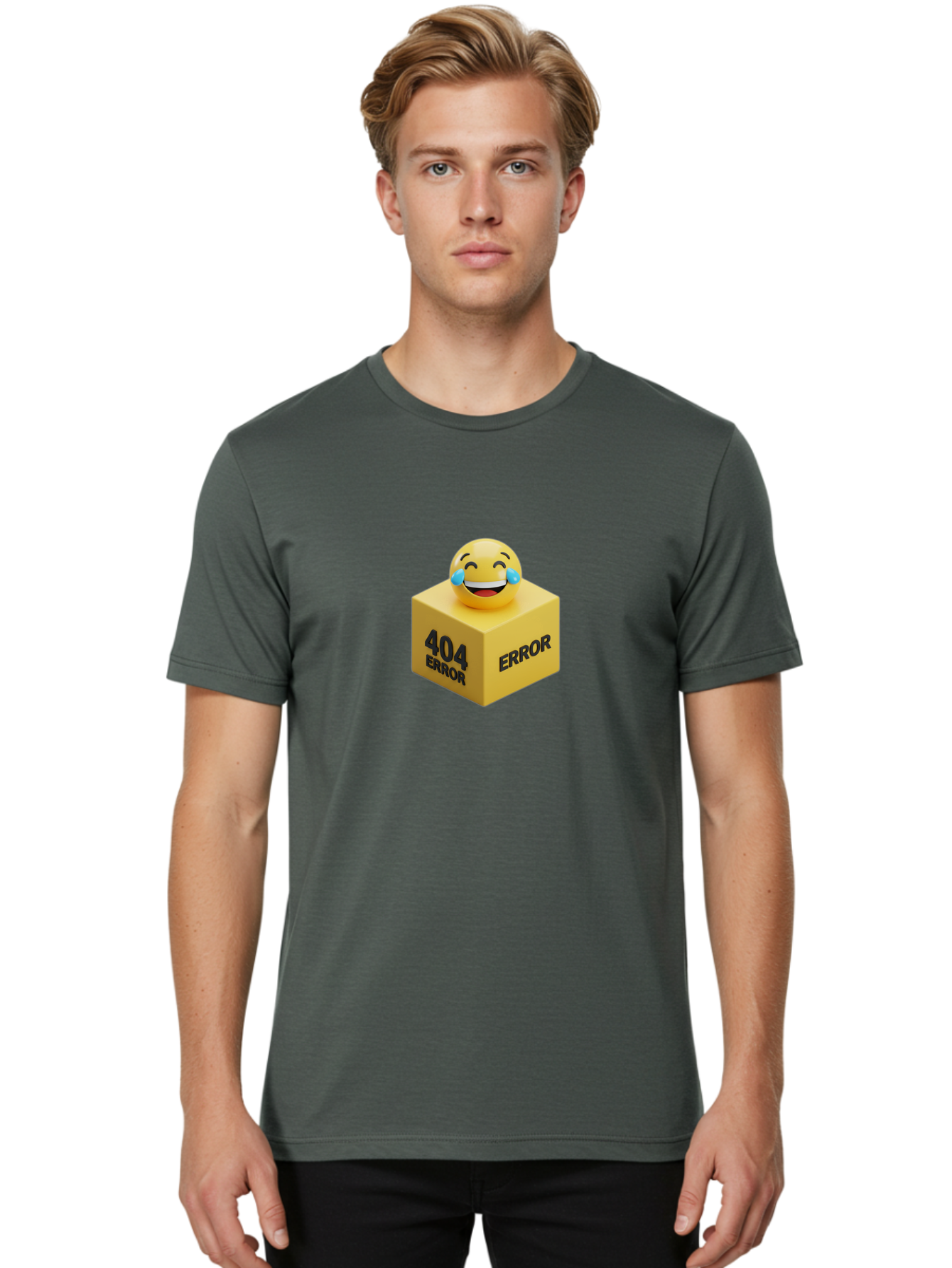 404-Error-3 Men'S Graphic Tee, 100% Cotton, Comfortable Casual Summer Wear, Machine Washable, 404 Error, Error Message, Laughing Emoji, 3D Rendering, Humor, Comedy, Website Error, Webpage Not Found, Crying Laughing Face, Humorous 404 Baa077 18