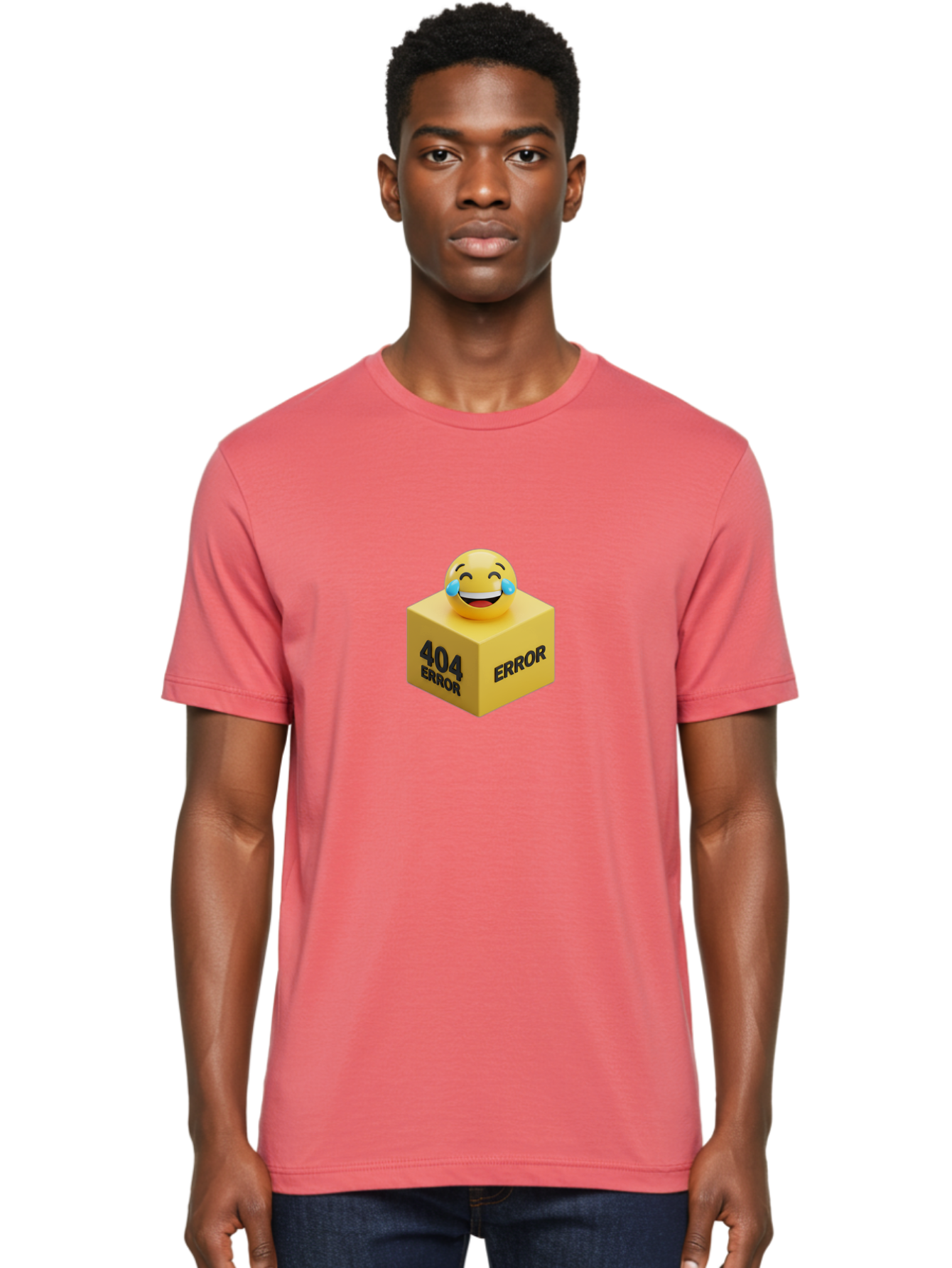 404-Error-3 Men'S Graphic Tee, 100% Cotton, Comfortable Casual Summer Wear, Machine Washable, 404 Error, Error Message, Laughing Emoji, 3D Rendering, Humor, Comedy, Website Error, Webpage Not Found, Crying Laughing Face, Humorous 404 Baa077 14