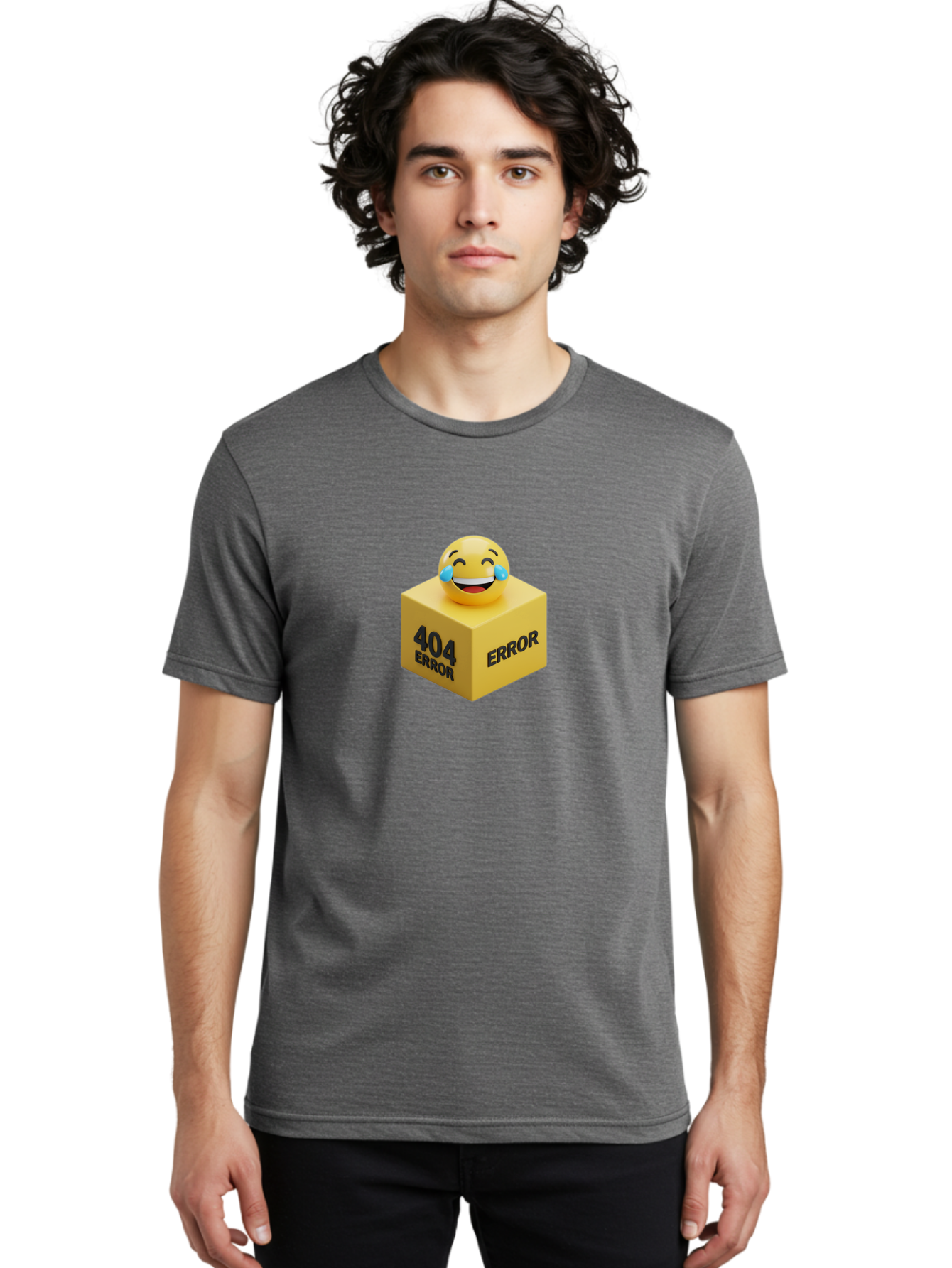 404-Error-3 Men'S Graphic Tee, 100% Cotton, Comfortable Casual Summer Wear, Machine Washable, 404 Error, Error Message, Laughing Emoji, 3D Rendering, Humor, Comedy, Website Error, Webpage Not Found, Crying Laughing Face, Humorous 404 Baa077 24