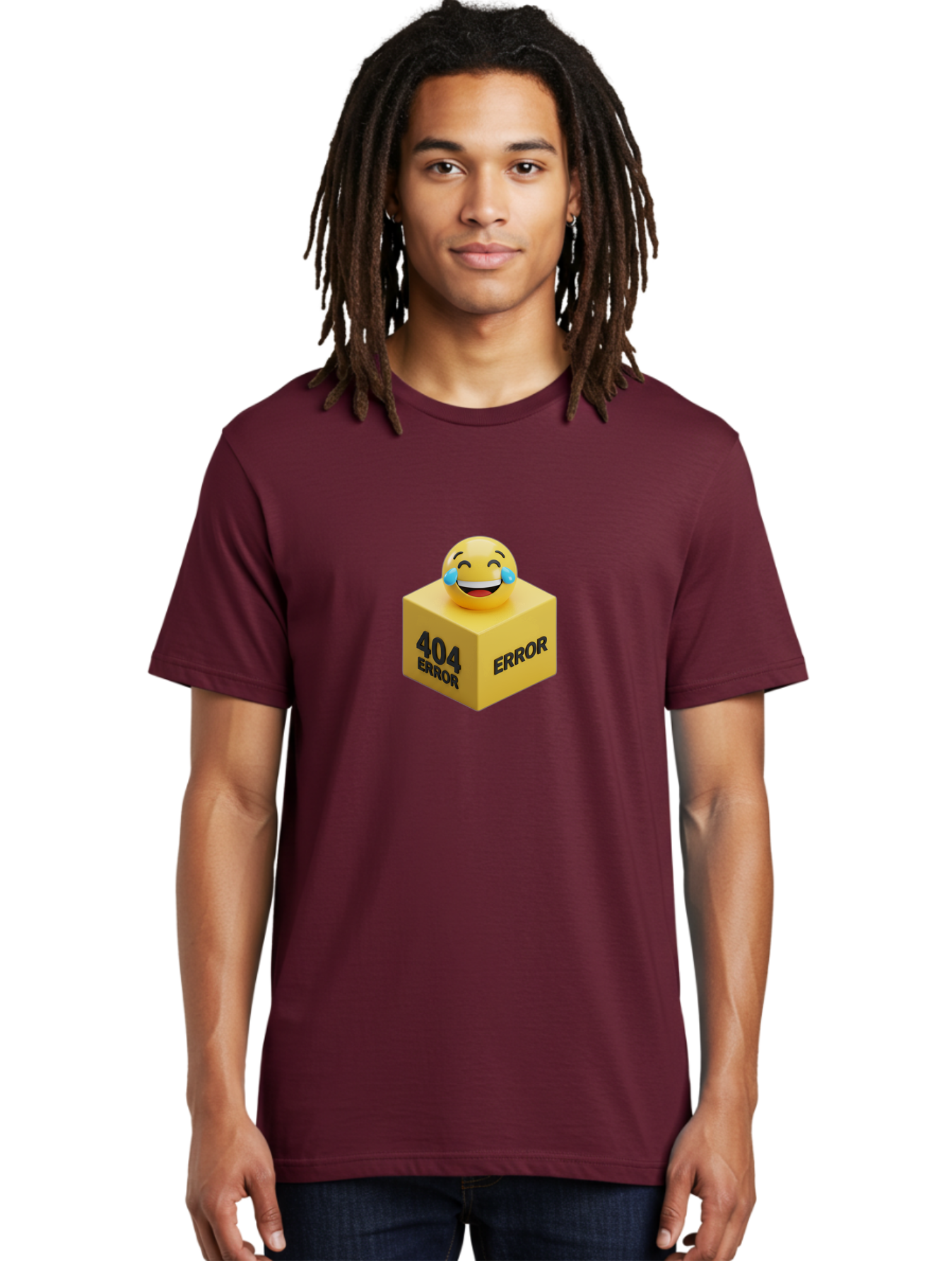 404-Error-3 Men'S Graphic Tee, 100% Cotton, Comfortable Casual Summer Wear, Machine Washable, 404 Error, Error Message, Laughing Emoji, 3D Rendering, Humor, Comedy, Website Error, Webpage Not Found, Crying Laughing Face, Humorous 404 Baa077 10