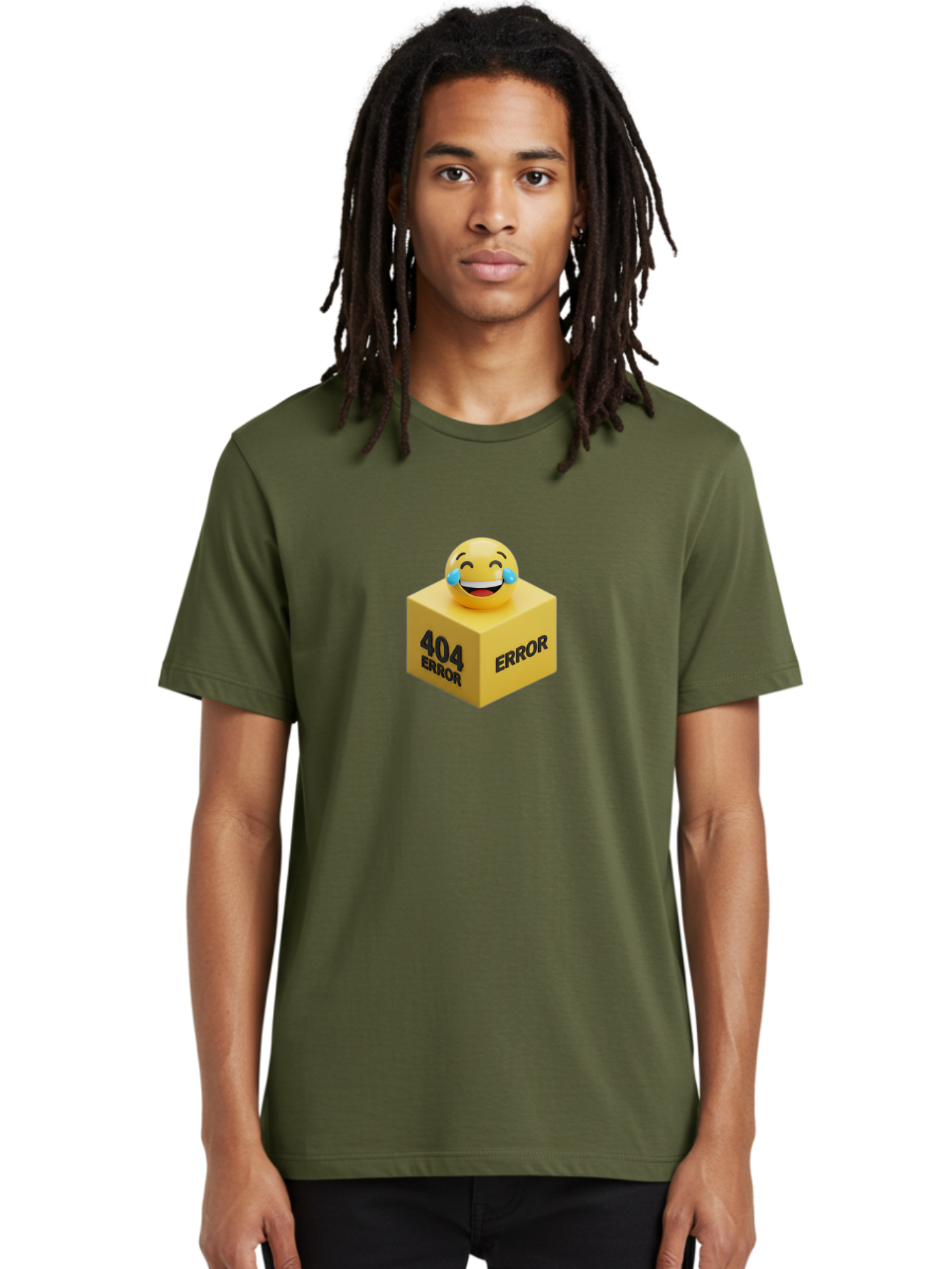 404-Error-3 Men'S Graphic Tee, 100% Cotton, Comfortable Casual Summer Wear, Machine Washable, 404 Error, Error Message, Laughing Emoji, 3D Rendering, Humor, Comedy, Website Error, Webpage Not Found, Crying Laughing Face, Humorous 404 Baa077 22