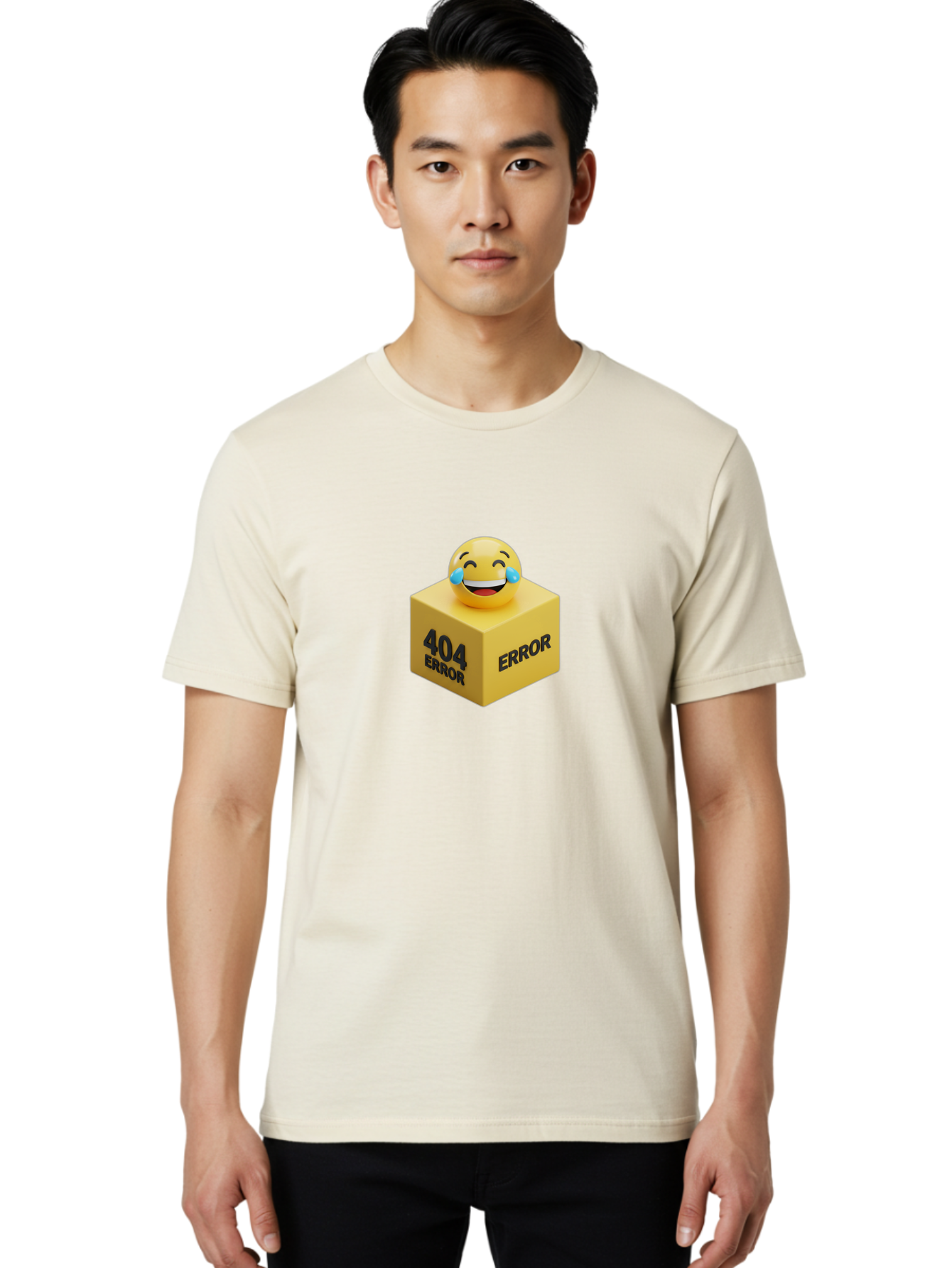404-Error-3 Men'S Graphic Tee, 100% Cotton, Comfortable Casual Summer Wear, Machine Washable, 404 Error, Error Message, Laughing Emoji, 3D Rendering, Humor, Comedy, Website Error, Webpage Not Found, Crying Laughing Face, Humorous 404 Baa077 16