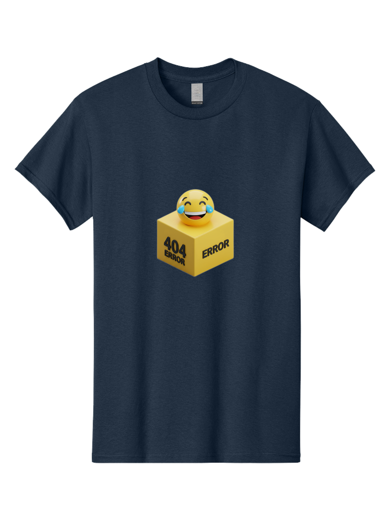 404-Error-3 Men'S Graphic Tee, 100% Cotton, Comfortable Casual Summer Wear, Machine Washable, 404 Error, Error Message, Laughing Emoji, 3D Rendering, Humor, Comedy, Website Error, Webpage Not Found, Crying Laughing Face, Humorous 404 Baa077