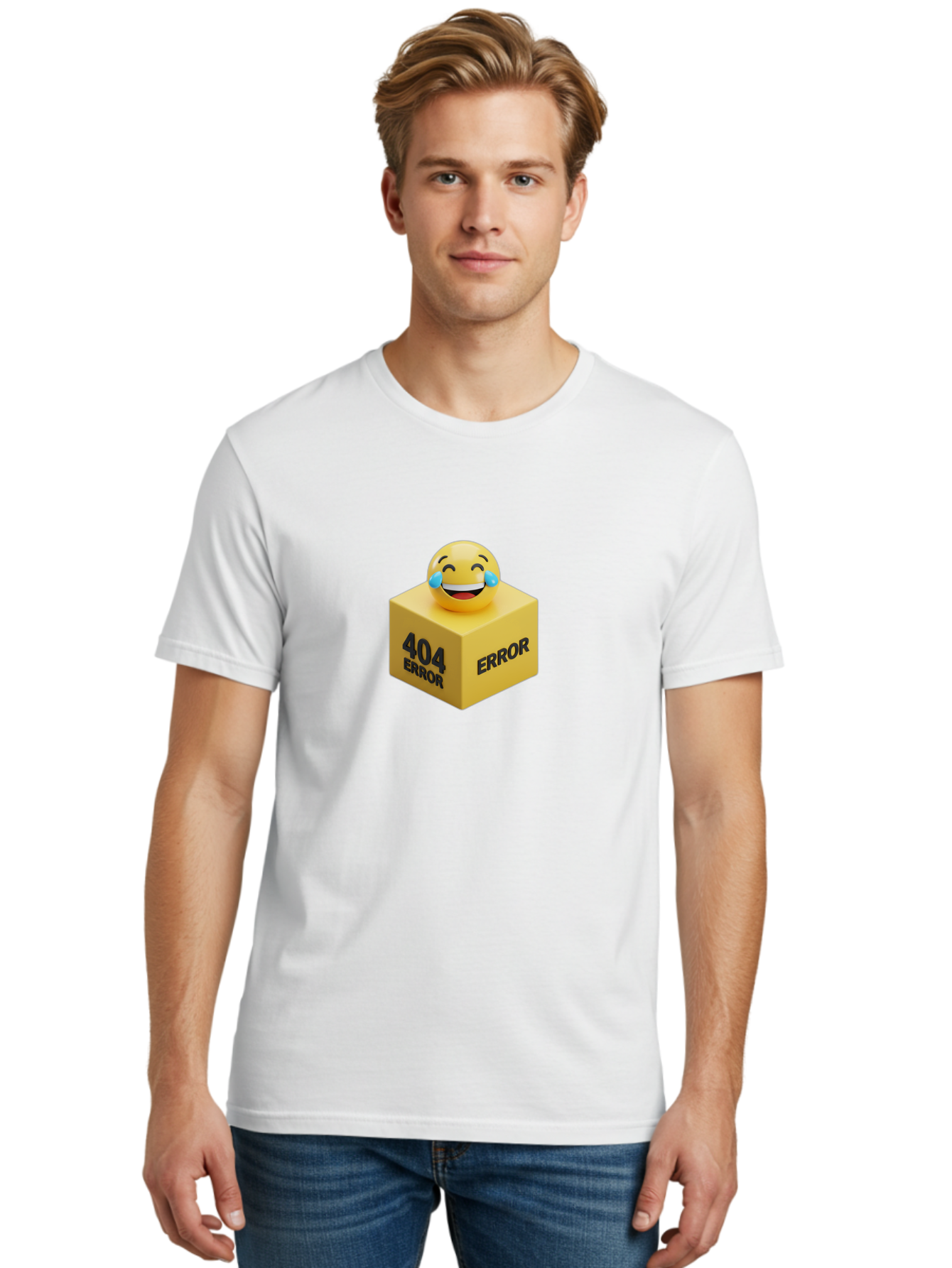 404-Error-3 Men'S Graphic Tee, 100% Cotton, Comfortable Casual Summer Wear, Machine Washable, 404 Error, Error Message, Laughing Emoji, 3D Rendering, Humor, Comedy, Website Error, Webpage Not Found, Crying Laughing Face, Humorous 404 Baa077 20