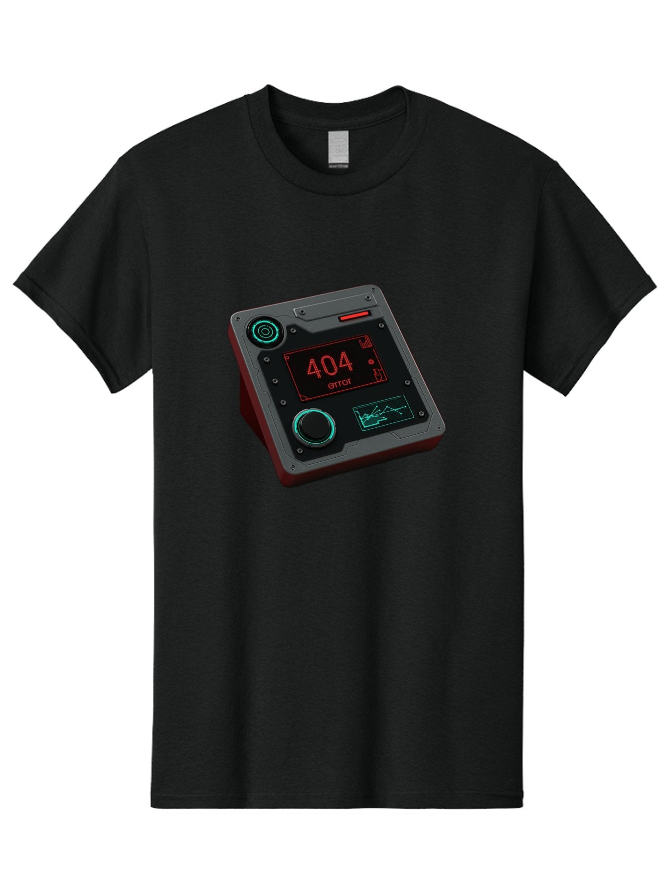 404-Error-4 Men'S Graphic Tee, 100% Cotton, Comfortable Casual Summer Wear, Machine Washable, Futuristic Device, 404 Error Message, Neon Lights, Digital Display, Error Screen, Cyberpunk Technology, Glitchy Interface, High-Tech Gadget Baa078