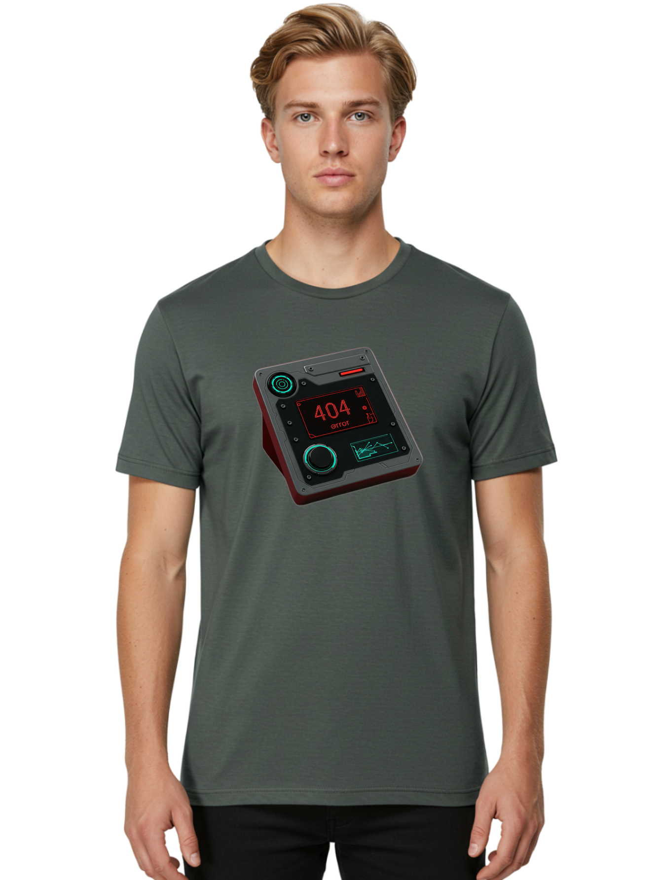 404-Error-4 Men'S Graphic Tee, 100% Cotton, Comfortable Casual Summer Wear, Machine Washable, Futuristic Device, 404 Error Message, Neon Lights, Digital Display, Error Screen, Cyberpunk Technology, Glitchy Interface, High-Tech Gadget Baa078 14