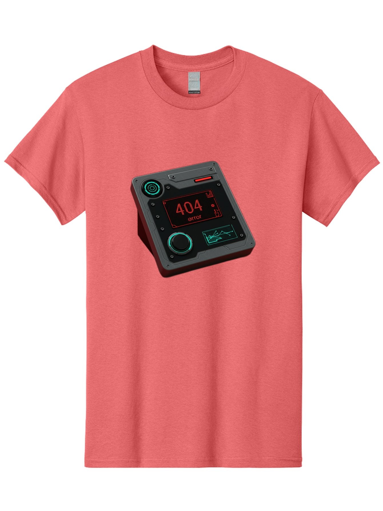 404-Error-4 Men'S Graphic Tee, 100% Cotton, Comfortable Casual Summer Wear, Machine Washable, Futuristic Device, 404 Error Message, Neon Lights, Digital Display, Error Screen, Cyberpunk Technology, Glitchy Interface, High-Tech Gadget Baa078 13