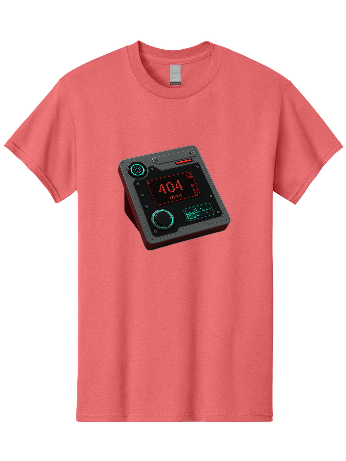 404-Error-4 Men'S Graphic Tee, 100% Cotton, Comfortable Casual Summer Wear, Machine Washable, Futuristic Device, 404 Error Message, Neon Lights, Digital Display, Error Screen, Cyberpunk Technology, Glitchy Interface, High-Tech Gadget Baa078 29