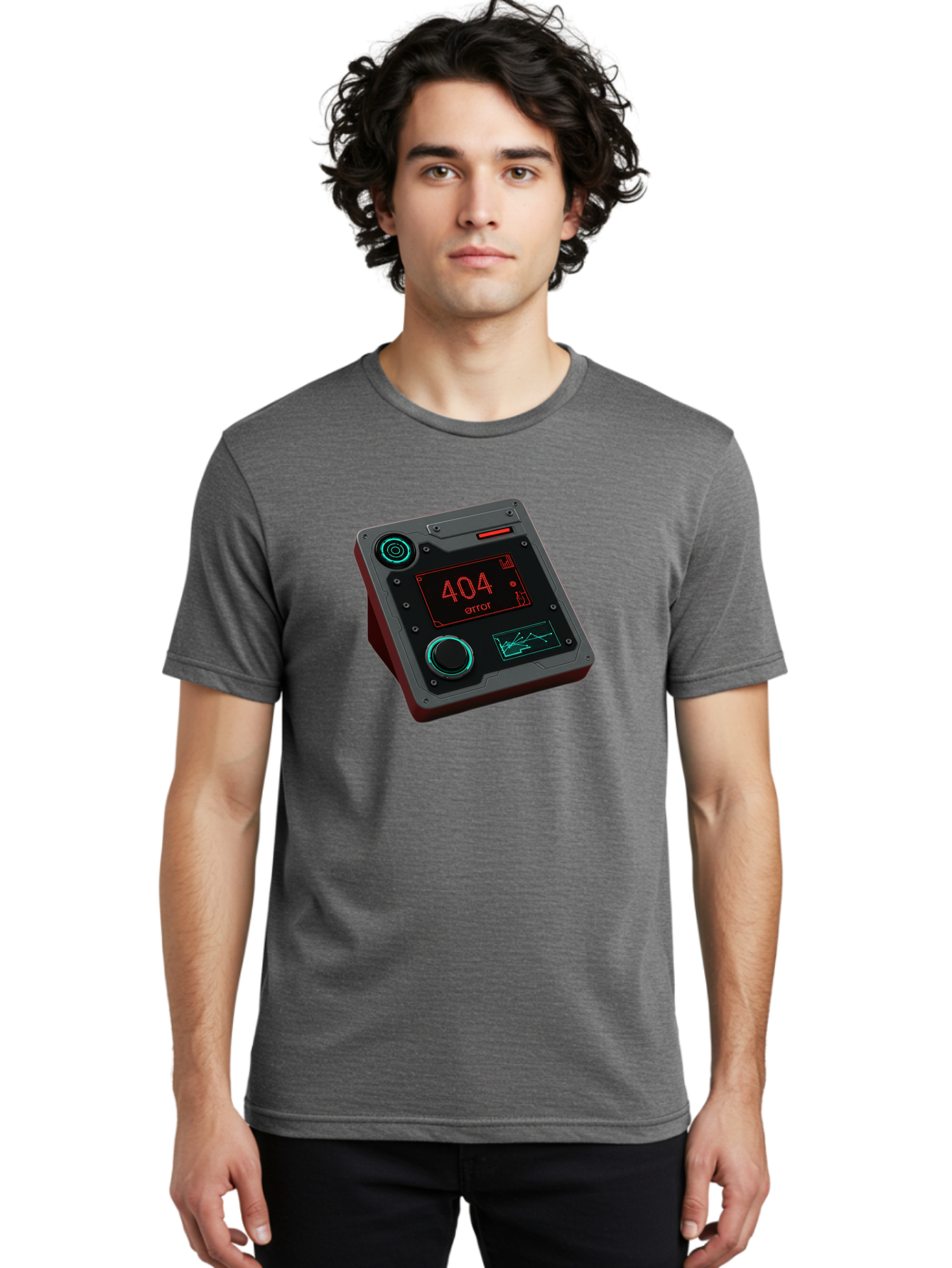404-Error-4 Men'S Graphic Tee, 100% Cotton, Comfortable Casual Summer Wear, Machine Washable, Futuristic Device, 404 Error Message, Neon Lights, Digital Display, Error Screen, Cyberpunk Technology, Glitchy Interface, High-Tech Gadget Baa078 12