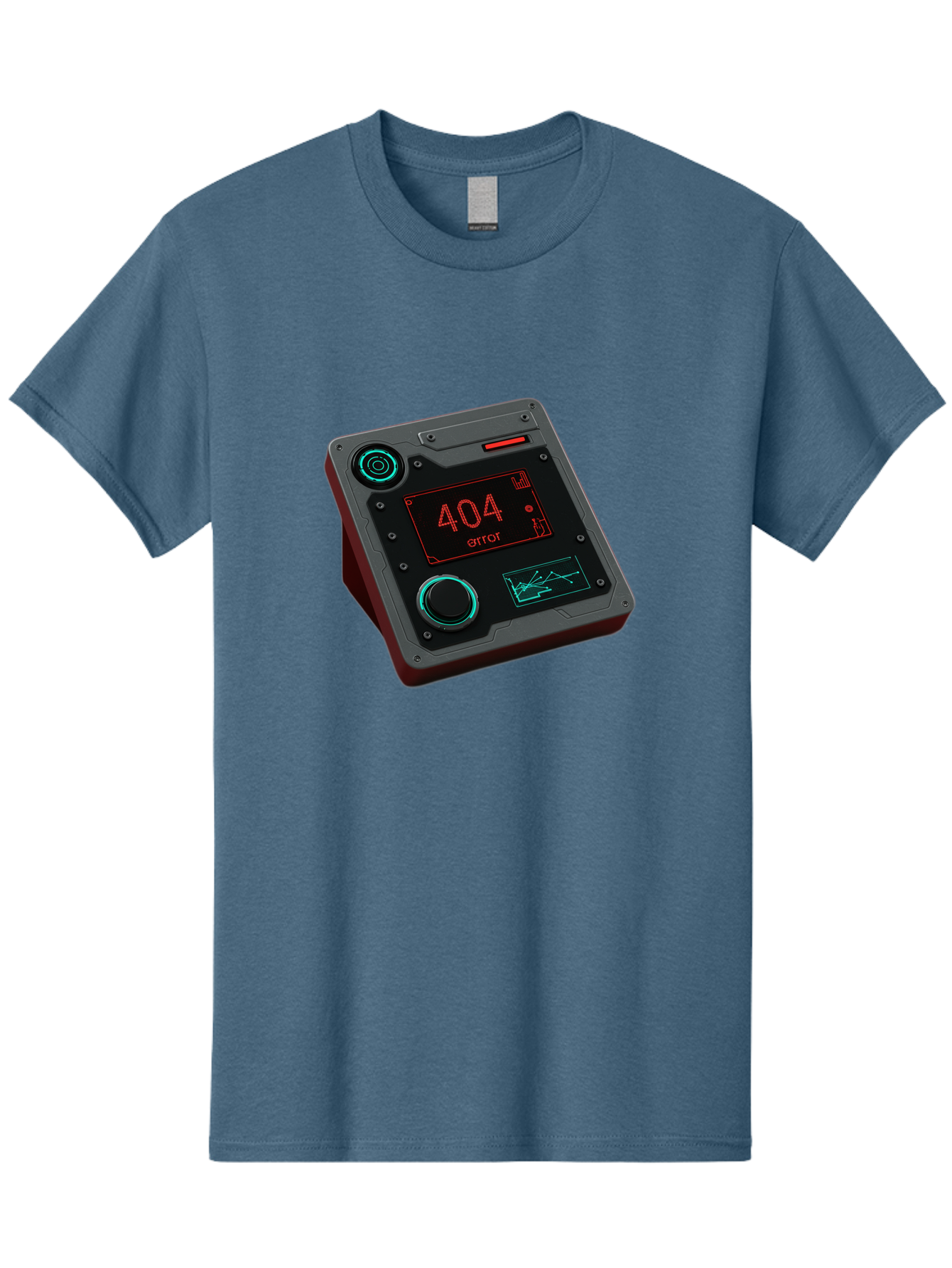404-Error-4 Men'S Graphic Tee, 100% Cotton, Comfortable Casual Summer Wear, Machine Washable, Futuristic Device, 404 Error Message, Neon Lights, Digital Display, Error Screen, Cyberpunk Technology, Glitchy Interface, High-Tech Gadget Baa078
