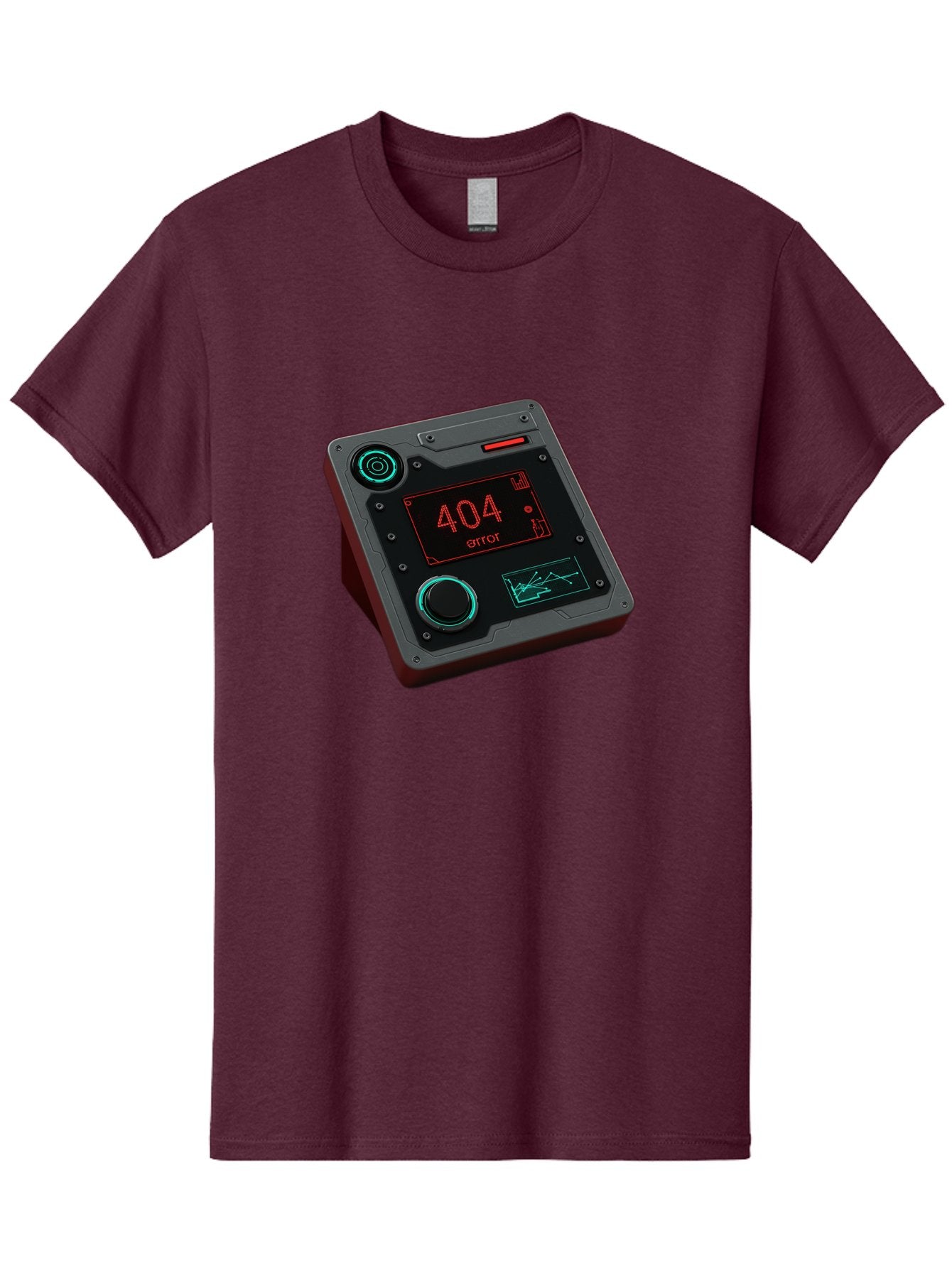 404-Error-4 Men'S Graphic Tee, 100% Cotton, Comfortable Casual Summer Wear, Machine Washable, Futuristic Device, 404 Error Message, Neon Lights, Digital Display, Error Screen, Cyberpunk Technology, Glitchy Interface, High-Tech Gadget Baa078 11