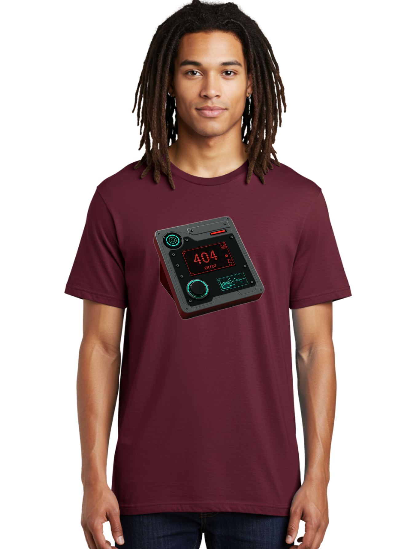 404-Error-4 Men'S Graphic Tee, 100% Cotton, Comfortable Casual Summer Wear, Machine Washable, Futuristic Device, 404 Error Message, Neon Lights, Digital Display, Error Screen, Cyberpunk Technology, Glitchy Interface, High-Tech Gadget Baa078 8