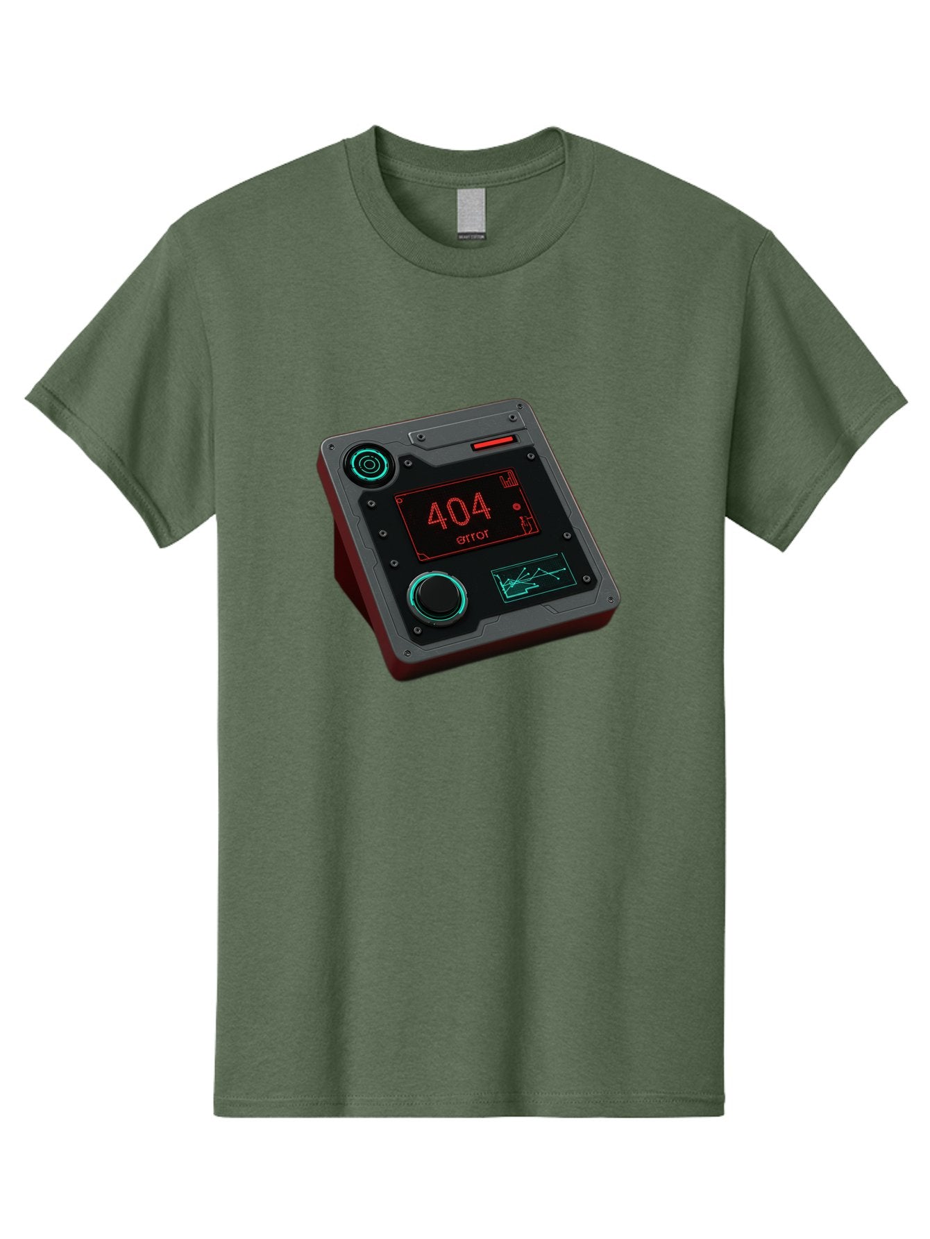 404-Error-4 Men'S Graphic Tee, 100% Cotton, Comfortable Casual Summer Wear, Machine Washable, Futuristic Device, 404 Error Message, Neon Lights, Digital Display, Error Screen, Cyberpunk Technology, Glitchy Interface, High-Tech Gadget Baa078 3