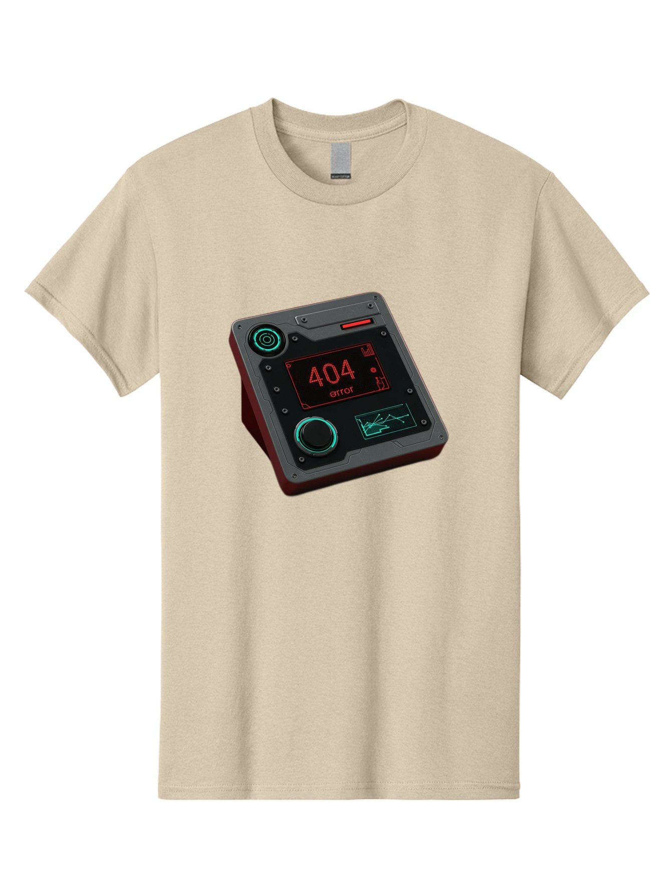 404-Error-4 Men'S Graphic Tee, 100% Cotton, Comfortable Casual Summer Wear, Machine Washable, Futuristic Device, 404 Error Message, Neon Lights, Digital Display, Error Screen, Cyberpunk Technology, Glitchy Interface, High-Tech Gadget Baa078