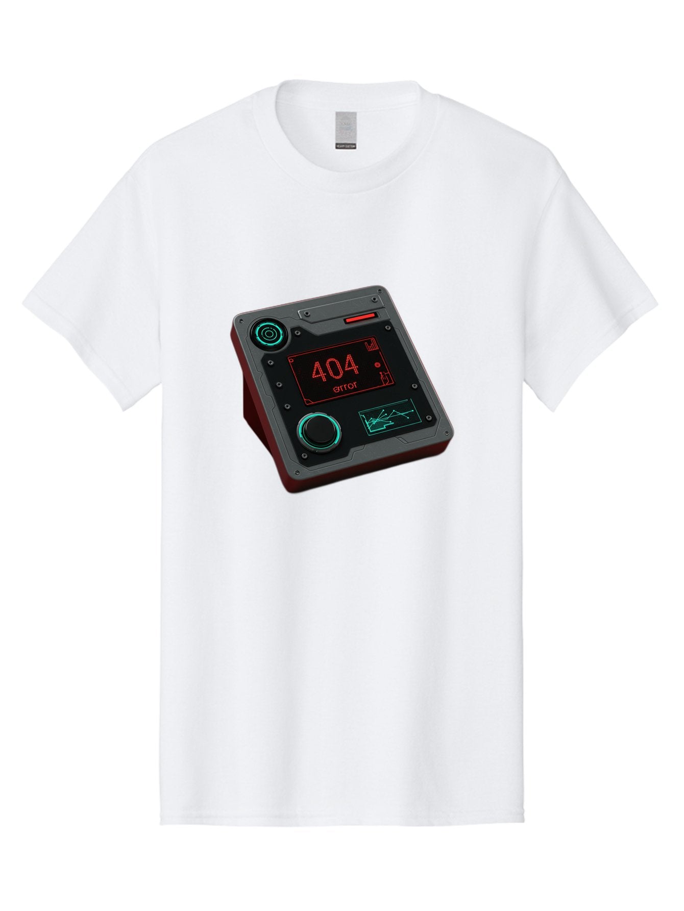 404-Error-4 Men'S Graphic Tee, 100% Cotton, Comfortable Casual Summer Wear, Machine Washable, Futuristic Device, 404 Error Message, Neon Lights, Digital Display, Error Screen, Cyberpunk Technology, Glitchy Interface, High-Tech Gadget Baa078 14