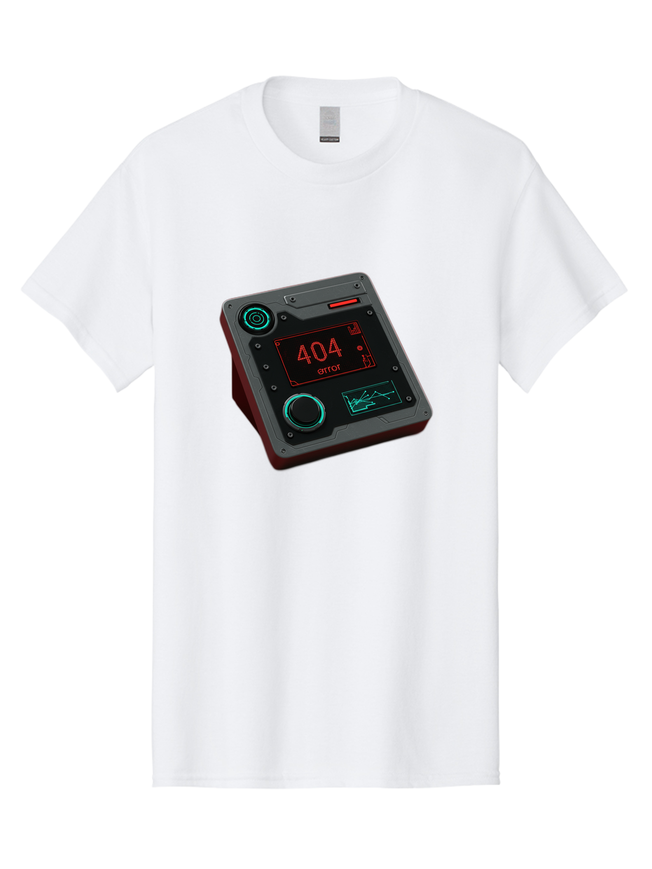 404-Error-4 Men'S Graphic Tee, 100% Cotton, Comfortable Casual Summer Wear, Machine Washable, Futuristic Device, 404 Error Message, Neon Lights, Digital Display, Error Screen, Cyberpunk Technology, Glitchy Interface, High-Tech Gadget Baa078 3