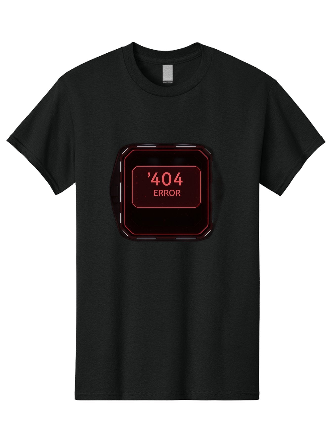 404-Error-5 Men'S Graphic Tee, 100% Cotton, Comfortable Casual Summer Wear, Machine Washable, 404 Error Message, Error Page, Website Error, Page Not Found, Futuristic Design, Digital Glitch, Red Neon Lights, Cyberpunk Aesthetic, Baa079 8