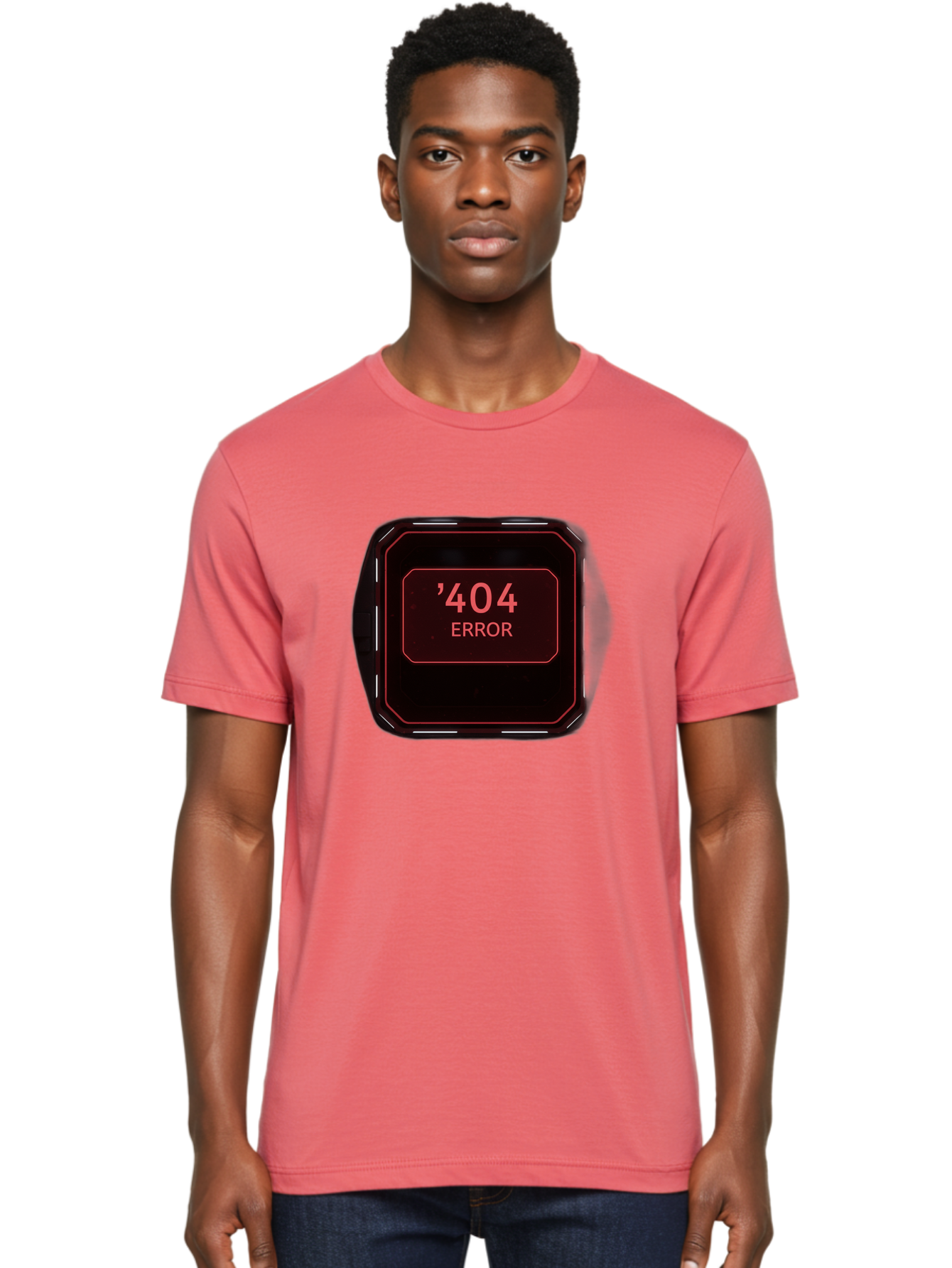 404-Error-5 Men'S Graphic Tee, 100% Cotton, Comfortable Casual Summer Wear, Machine Washable, 404 Error Message, Error Page, Website Error, Page Not Found, Futuristic Design, Digital Glitch, Red Neon Lights, Cyberpunk Aesthetic, Baa079 16