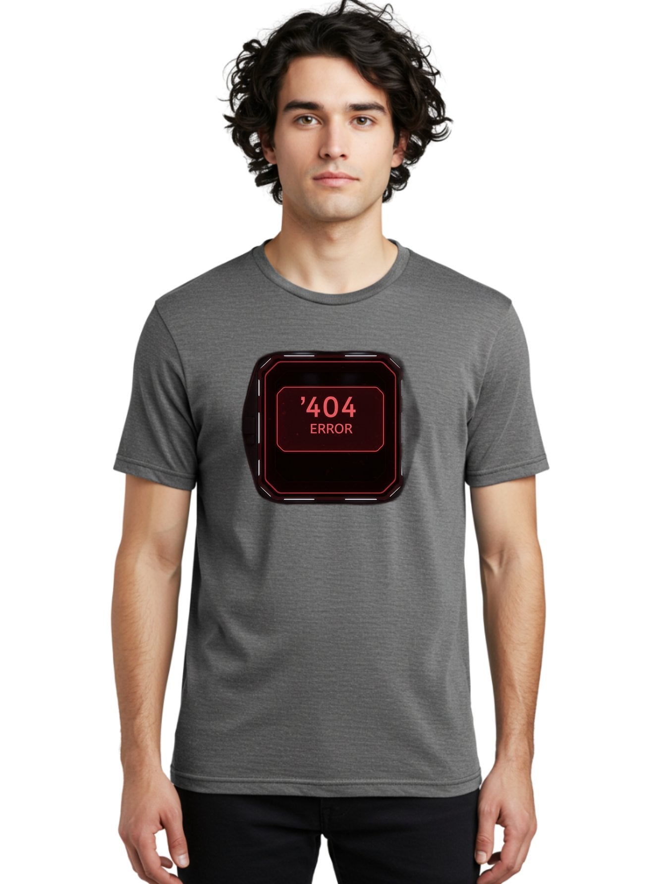404-Error-5 Men'S Graphic Tee, 100% Cotton, Comfortable Casual Summer Wear, Machine Washable, 404 Error Message, Error Page, Website Error, Page Not Found, Futuristic Design, Digital Glitch, Red Neon Lights, Cyberpunk Aesthetic, Baa079 29
