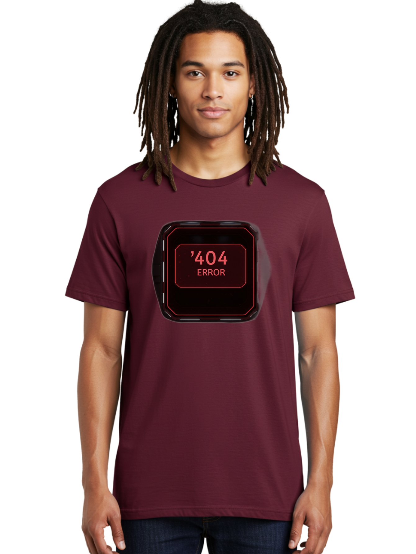 404-Error-5 Men'S Graphic Tee, 100% Cotton, Comfortable Casual Summer Wear, Machine Washable, 404 Error Message, Error Page, Website Error, Page Not Found, Futuristic Design, Digital Glitch, Red Neon Lights, Cyberpunk Aesthetic, Baa079 6