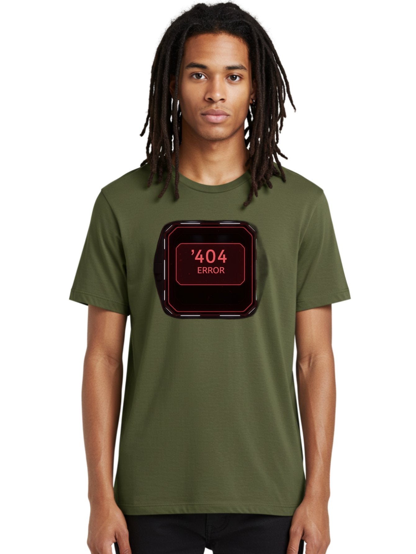 404-Error-5 Men'S Graphic Tee, 100% Cotton, Comfortable Casual Summer Wear, Machine Washable, 404 Error Message, Error Page, Website Error, Page Not Found, Futuristic Design, Digital Glitch, Red Neon Lights, Cyberpunk Aesthetic, Baa079 18