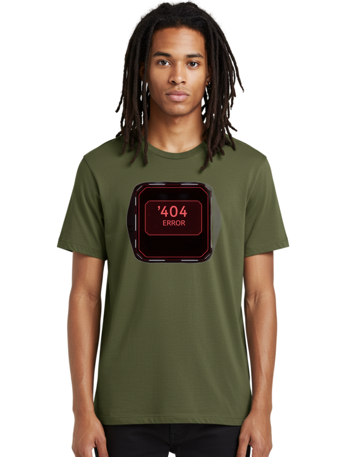 404-Error-5 Men'S Graphic Tee, 100% Cotton, Comfortable Casual Summer Wear, Machine Washable, 404 Error Message, Error Page, Website Error, Page Not Found, Futuristic Design, Digital Glitch, Red Neon Lights, Cyberpunk Aesthetic, Baa079 24