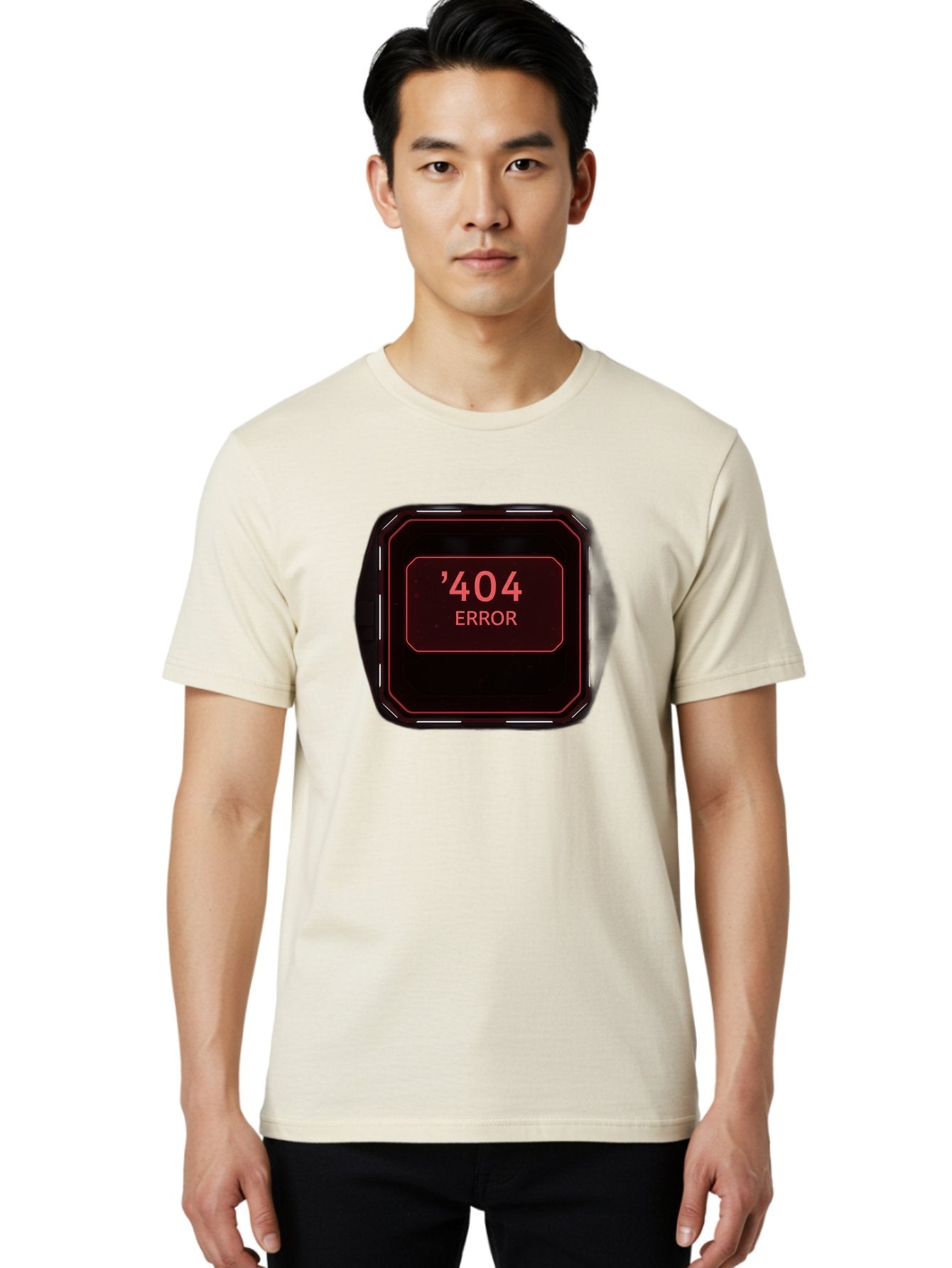 404-Error-5 Men'S Graphic Tee, 100% Cotton, Comfortable Casual Summer Wear, Machine Washable, 404 Error Message, Error Page, Website Error, Page Not Found, Futuristic Design, Digital Glitch, Red Neon Lights, Cyberpunk Aesthetic, Baa079 24
