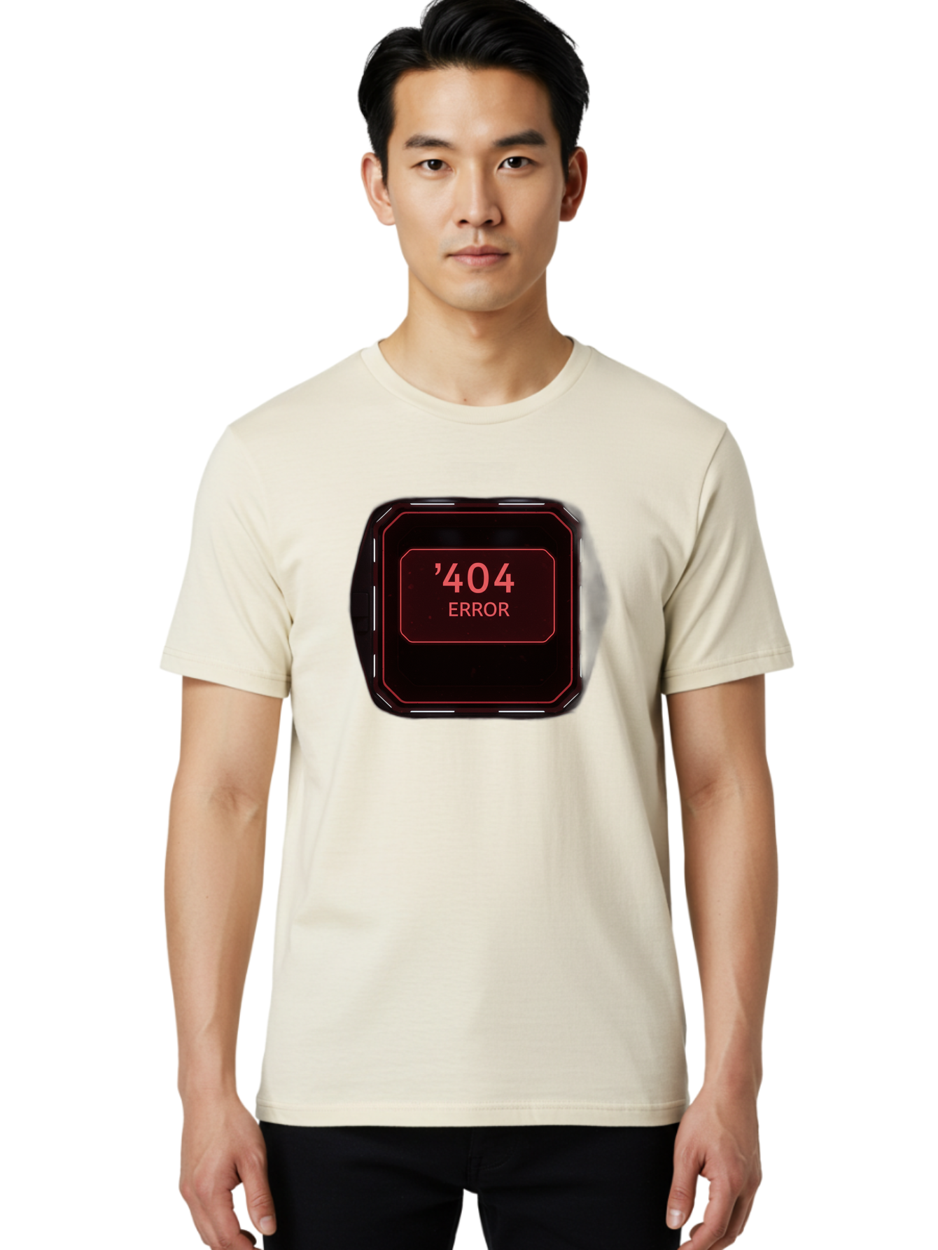404-Error-5 Men'S Graphic Tee, 100% Cotton, Comfortable Casual Summer Wear, Machine Washable, 404 Error Message, Error Page, Website Error, Page Not Found, Futuristic Design, Digital Glitch, Red Neon Lights, Cyberpunk Aesthetic, Baa079 14