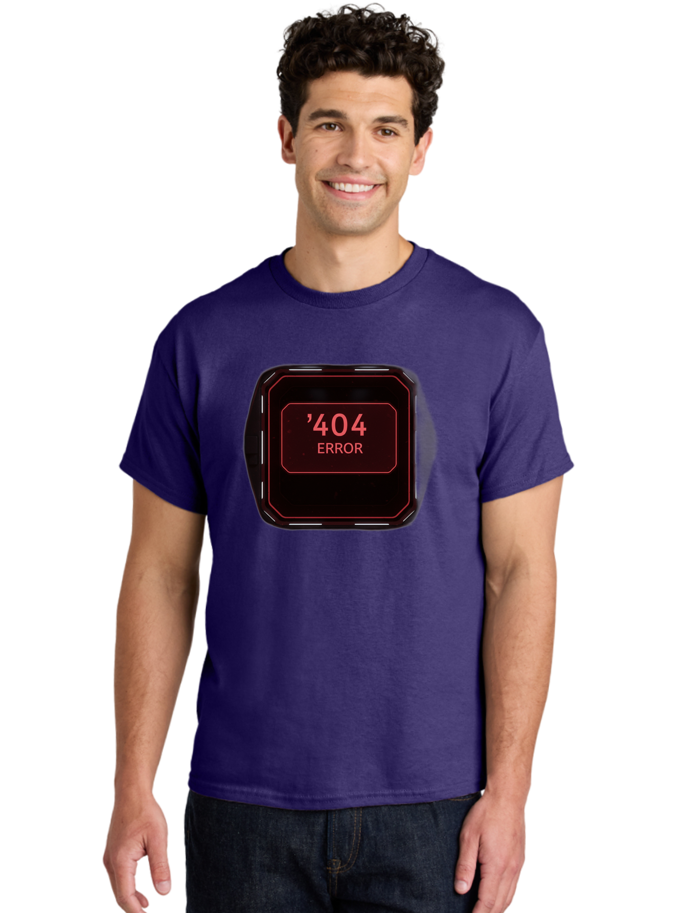 404-Error-5 Men'S Graphic Tee, 100% Cotton, Comfortable Casual Summer Wear, Machine Washable, 404 Error Message, Error Page, Website Error, Page Not Found, Futuristic Design, Digital Glitch, Red Neon Lights, Cyberpunk Aesthetic, Baa079 26