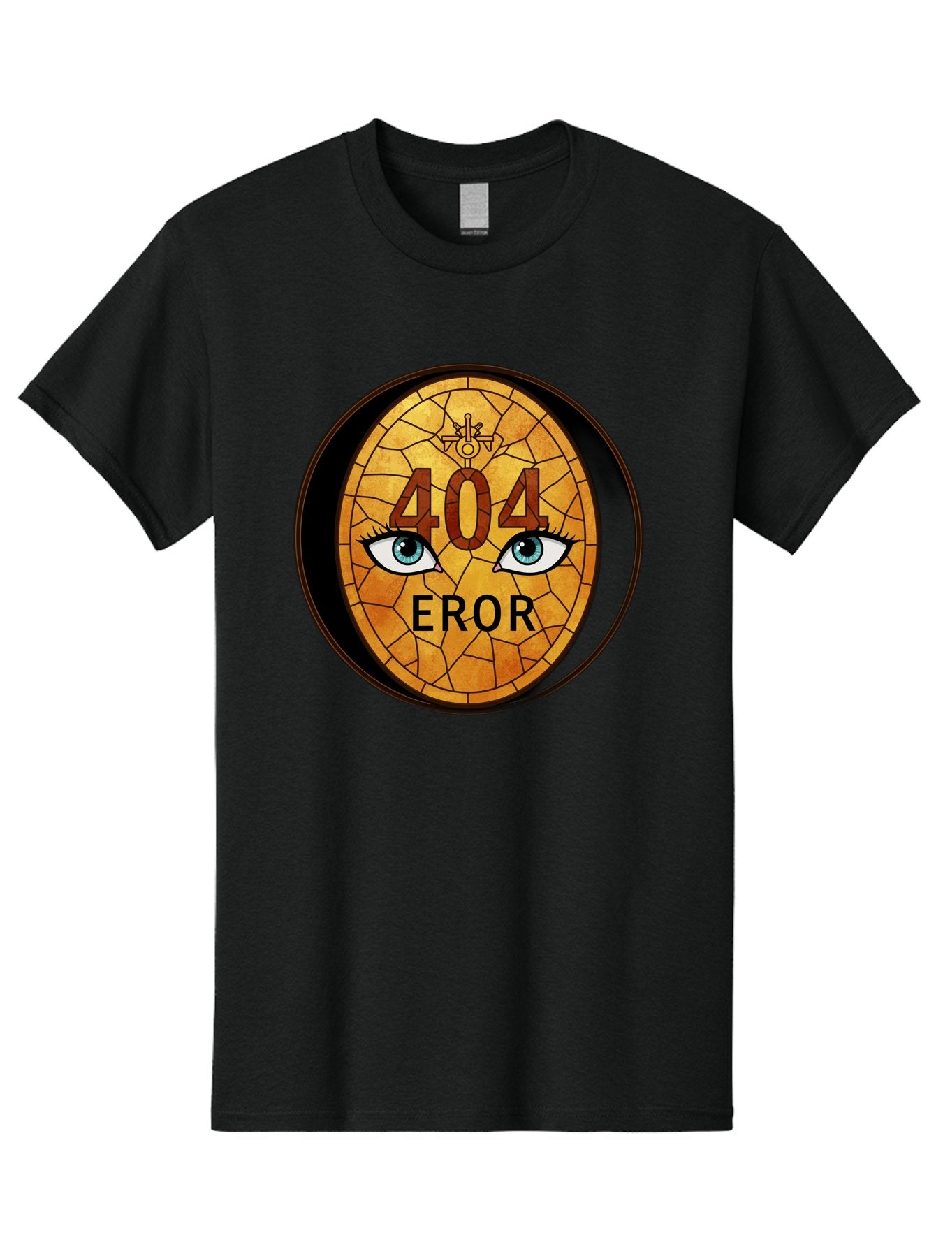 404-Error-7 Men'S Graphic Tee, 100% Cotton, Comfortable Casual Summer Wear, Machine Washable, 404 Error Message, Stained Glass Art, Mysterious Eyes, Website Error, Broken Link, Technical Issue, Surreal Design, Eye-Catching Graphic, Baa081 4