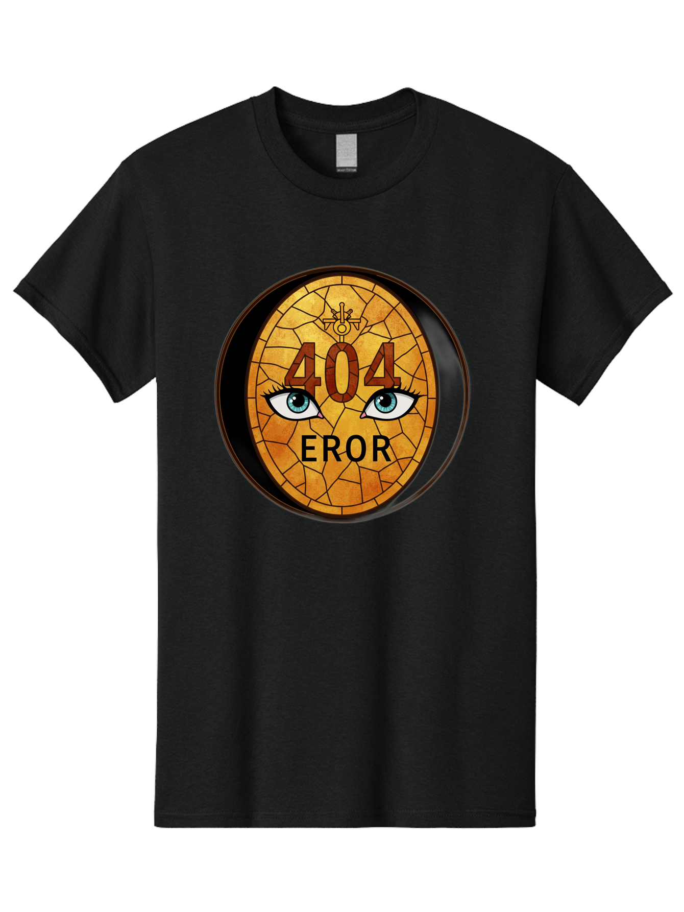 404-Error-7 Men'S Graphic Tee, 100% Cotton, Comfortable Casual Summer Wear, Machine Washable, 404 Error Message, Stained Glass Art, Mysterious Eyes, Website Error, Broken Link, Technical Issue, Surreal Design, Eye-Catching Graphic, Baa081 23