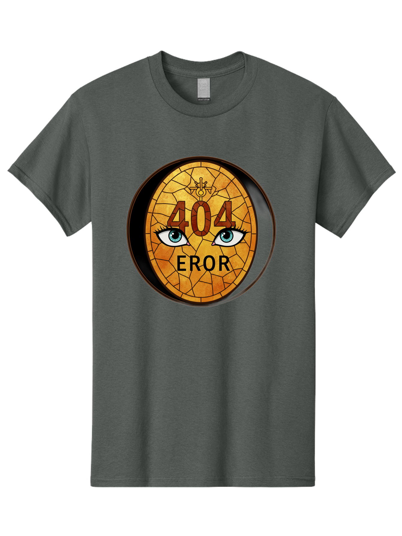 404-Error-7 Men'S Graphic Tee, 100% Cotton, Comfortable Casual Summer Wear, Machine Washable, 404 Error Message, Stained Glass Art, Mysterious Eyes, Website Error, Broken Link, Technical Issue, Surreal Design, Eye-Catching Graphic, Baa081 27