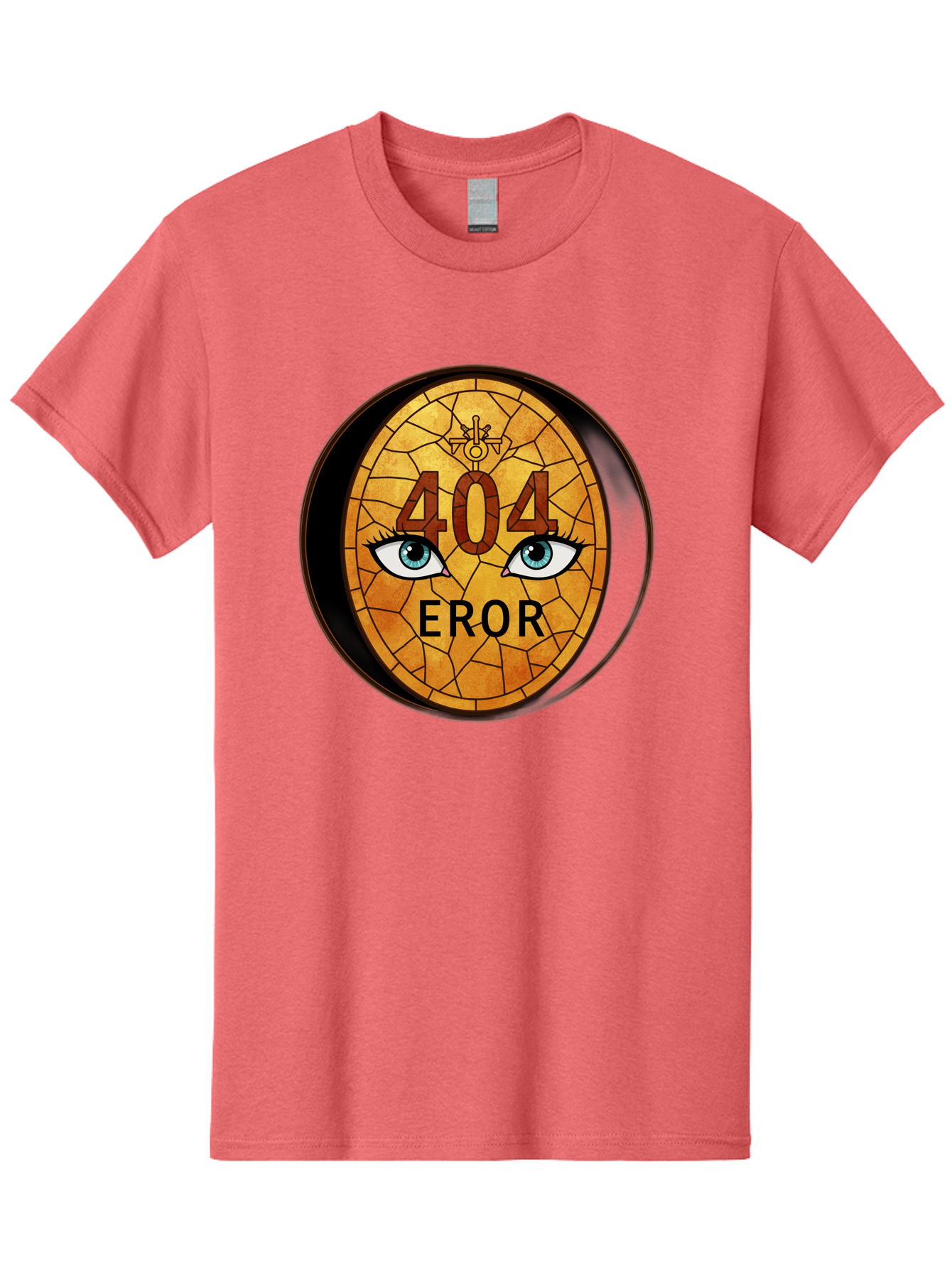 404-Error-7 Men'S Graphic Tee, 100% Cotton, Comfortable Casual Summer Wear, Machine Washable, 404 Error Message, Stained Glass Art, Mysterious Eyes, Website Error, Broken Link, Technical Issue, Surreal Design, Eye-Catching Graphic, Baa081 5