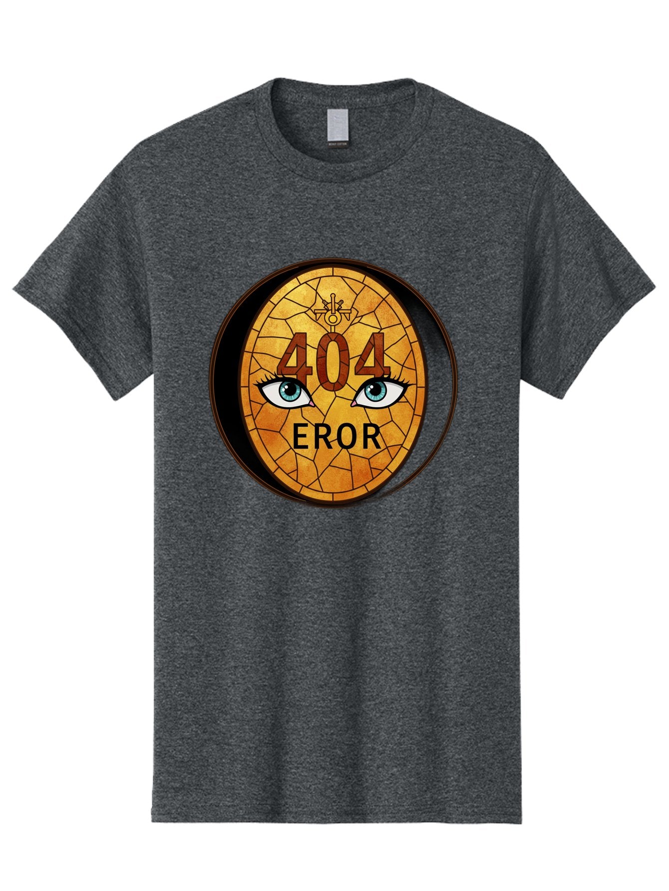 404-Error-7 Men'S Graphic Tee, 100% Cotton, Comfortable Casual Summer Wear, Machine Washable, 404 Error Message, Stained Glass Art, Mysterious Eyes, Website Error, Broken Link, Technical Issue, Surreal Design, Eye-Catching Graphic, Baa081 15