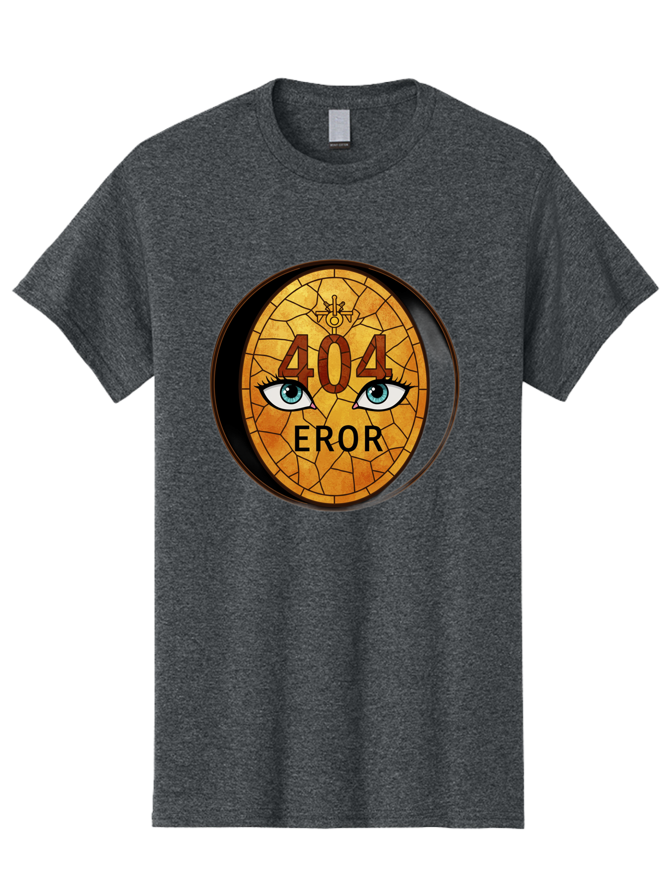 404-Error-7 Men'S Graphic Tee, 100% Cotton, Comfortable Casual Summer Wear, Machine Washable, 404 Error Message, Stained Glass Art, Mysterious Eyes, Website Error, Broken Link, Technical Issue, Surreal Design, Eye-Catching Graphic, Baa081