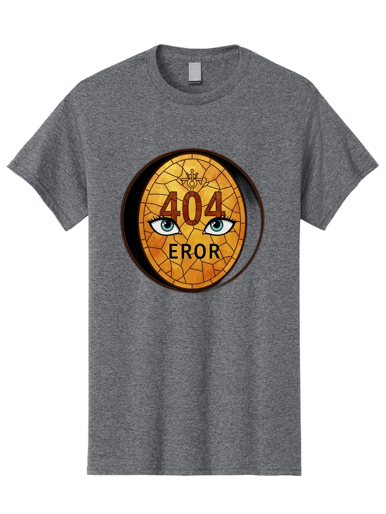 404-Error-7 Men'S Graphic Tee, 100% Cotton, Comfortable Casual Summer Wear, Machine Washable, 404 Error Message, Stained Glass Art, Mysterious Eyes, Website Error, Broken Link, Technical Issue, Surreal Design, Eye-Catching Graphic, Baa081