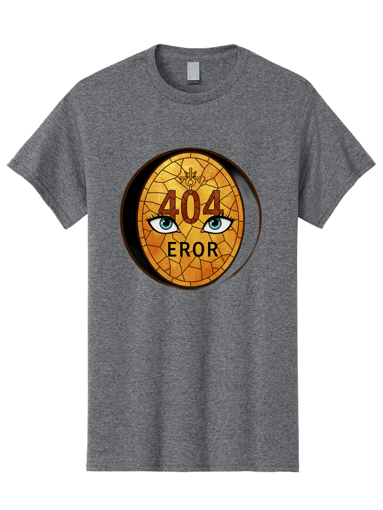 404-Error-7 Men'S Graphic Tee, 100% Cotton, Comfortable Casual Summer Wear, Machine Washable, 404 Error Message, Stained Glass Art, Mysterious Eyes, Website Error, Broken Link, Technical Issue, Surreal Design, Eye-Catching Graphic, Baa081 21