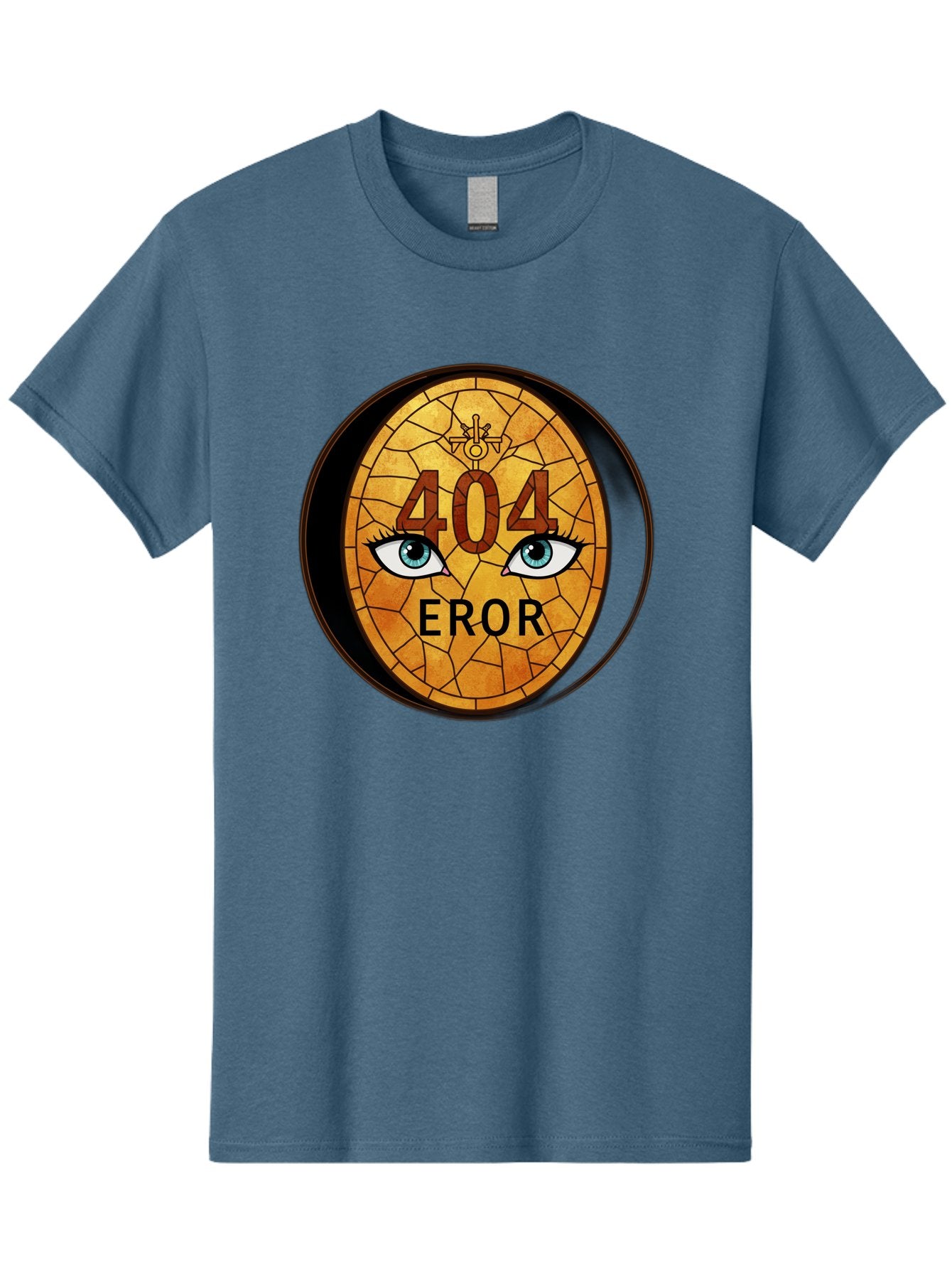 404-Error-7 Men'S Graphic Tee, 100% Cotton, Comfortable Casual Summer Wear, Machine Washable, 404 Error Message, Stained Glass Art, Mysterious Eyes, Website Error, Broken Link, Technical Issue, Surreal Design, Eye-Catching Graphic, Baa081 8