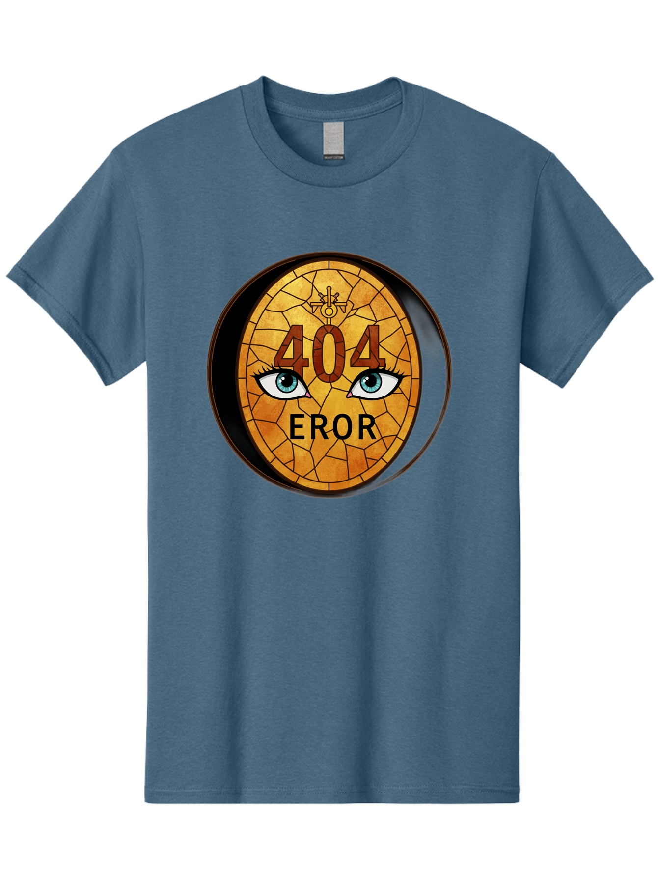 404-Error-7 Men'S Graphic Tee, 100% Cotton, Comfortable Casual Summer Wear, Machine Washable, 404 Error Message, Stained Glass Art, Mysterious Eyes, Website Error, Broken Link, Technical Issue, Surreal Design, Eye-Catching Graphic, Baa081 11