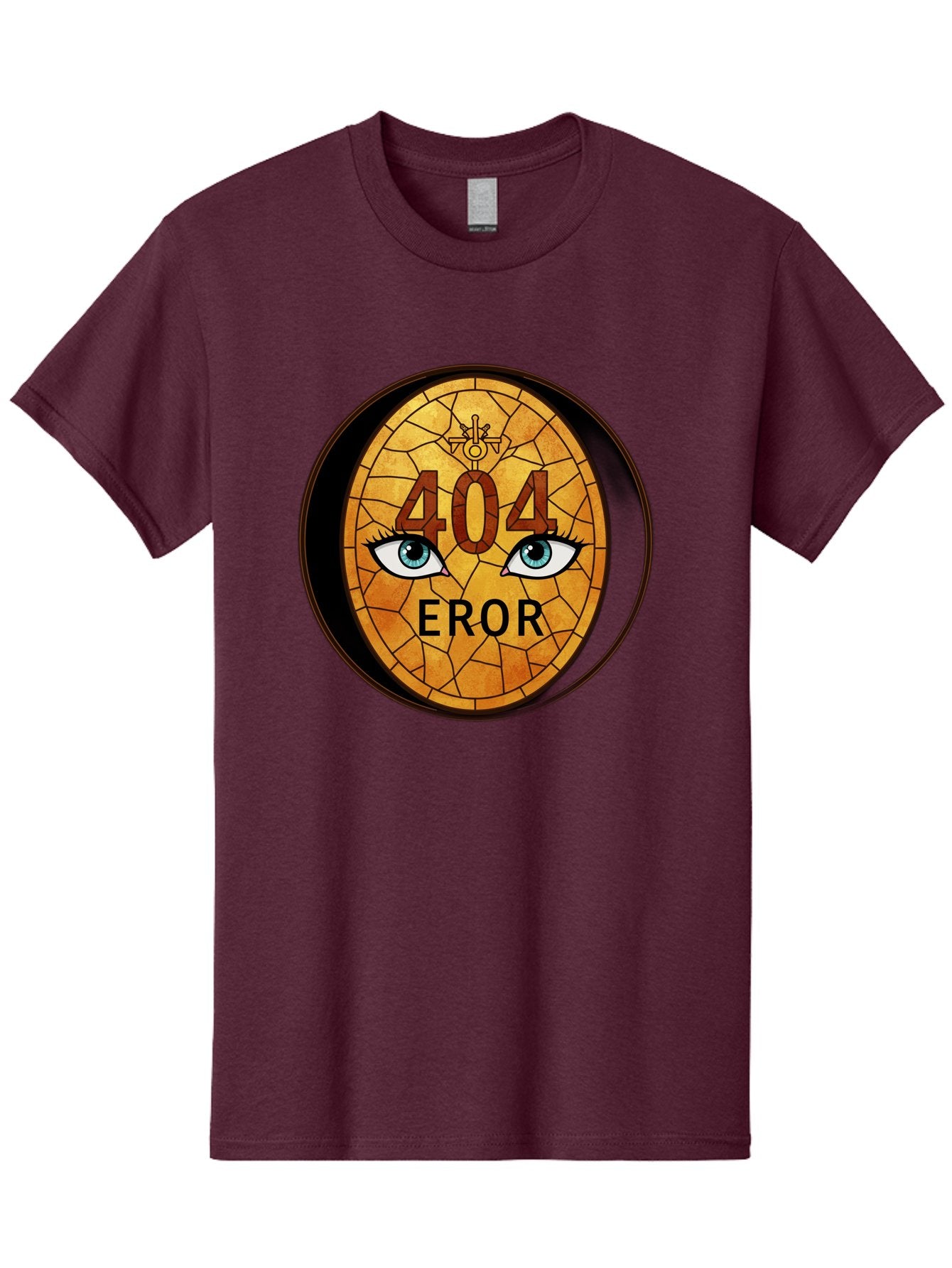 404-Error-7 Men'S Graphic Tee, 100% Cotton, Comfortable Casual Summer Wear, Machine Washable, 404 Error Message, Stained Glass Art, Mysterious Eyes, Website Error, Broken Link, Technical Issue, Surreal Design, Eye-Catching Graphic, Baa081 9