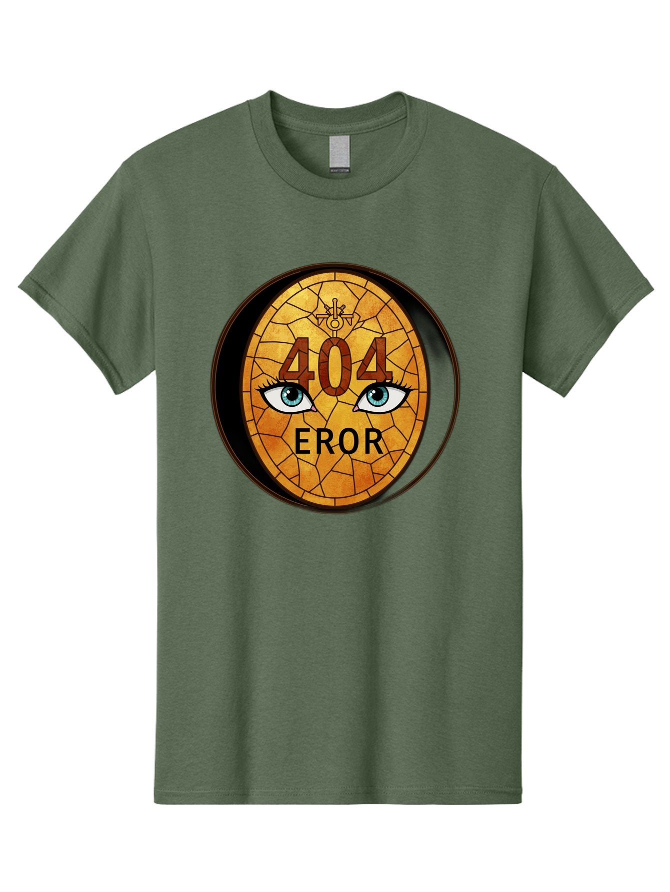 404-Error-7 Men'S Graphic Tee, 100% Cotton, Comfortable Casual Summer Wear, Machine Washable, 404 Error Message, Stained Glass Art, Mysterious Eyes, Website Error, Broken Link, Technical Issue, Surreal Design, Eye-Catching Graphic, Baa081 3