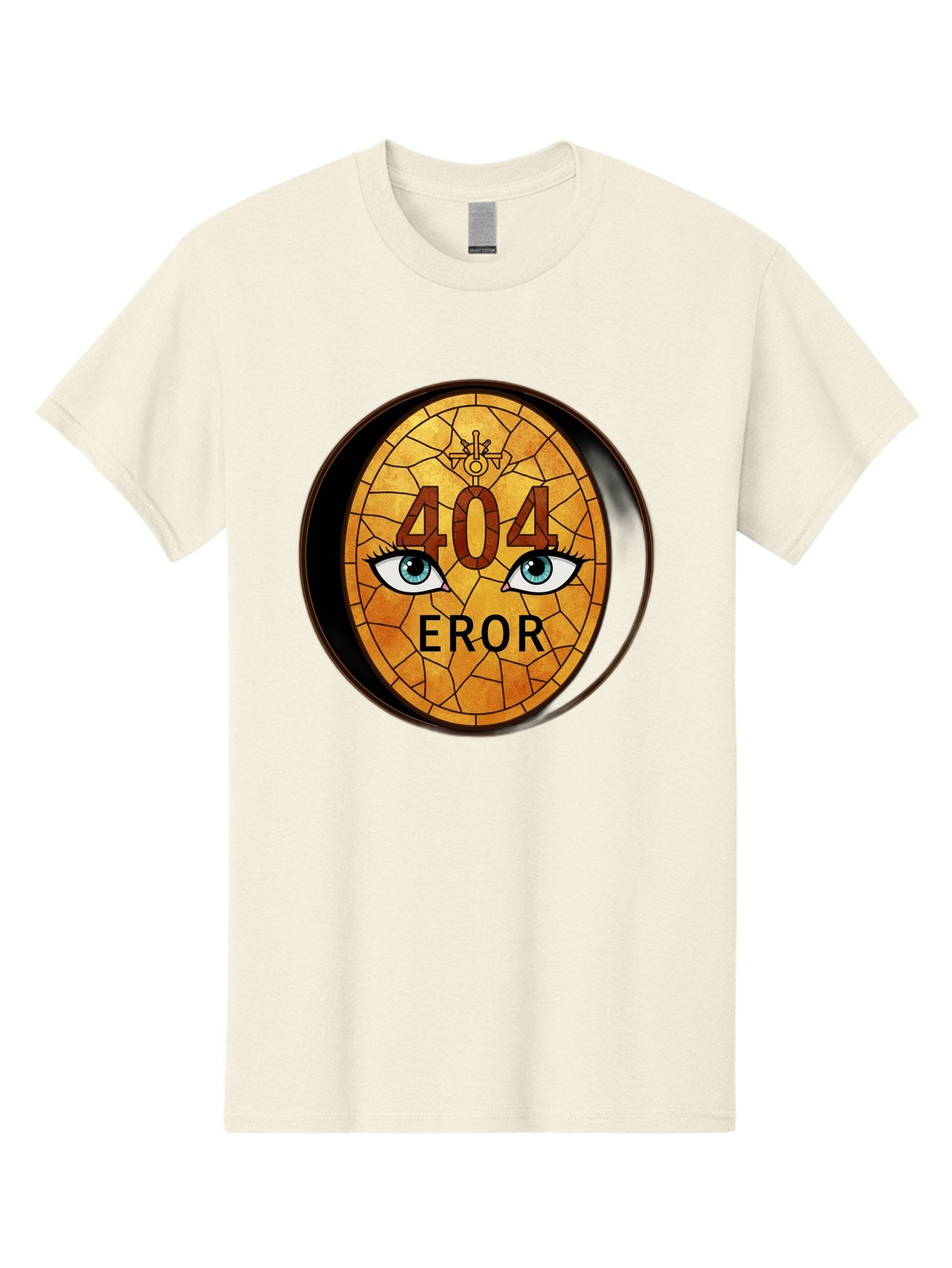 404-Error-7 Men'S Graphic Tee, 100% Cotton, Comfortable Casual Summer Wear, Machine Washable, 404 Error Message, Stained Glass Art, Mysterious Eyes, Website Error, Broken Link, Technical Issue, Surreal Design, Eye-Catching Graphic, Baa081 7