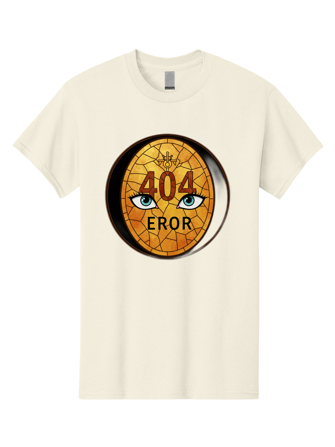 404-Error-7 Men'S Graphic Tee, 100% Cotton, Comfortable Casual Summer Wear, Machine Washable, 404 Error Message, Stained Glass Art, Mysterious Eyes, Website Error, Broken Link, Technical Issue, Surreal Design, Eye-Catching Graphic, Baa081 25
