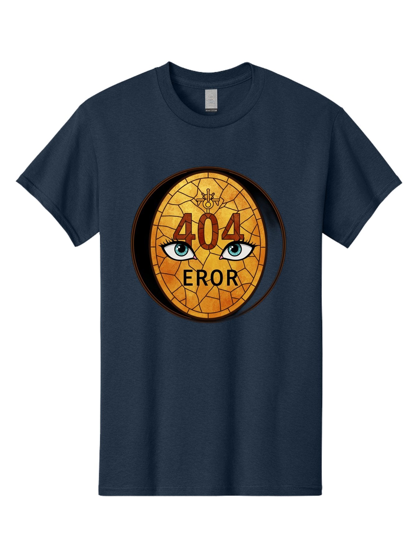 404-Error-7 Men'S Graphic Tee, 100% Cotton, Comfortable Casual Summer Wear, Machine Washable, 404 Error Message, Stained Glass Art, Mysterious Eyes, Website Error, Broken Link, Technical Issue, Surreal Design, Eye-Catching Graphic, Baa081 11