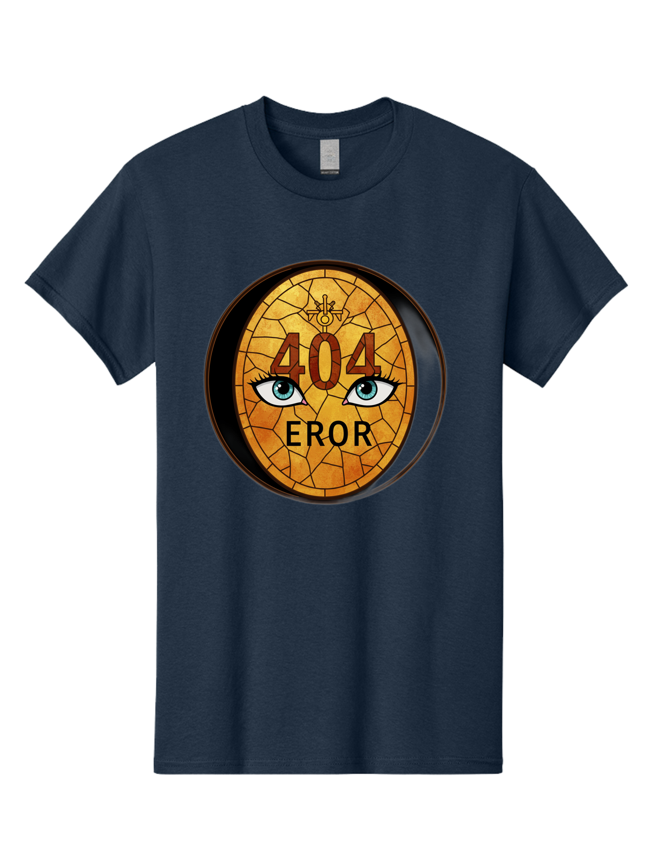404-Error-7 Men'S Graphic Tee, 100% Cotton, Comfortable Casual Summer Wear, Machine Washable, 404 Error Message, Stained Glass Art, Mysterious Eyes, Website Error, Broken Link, Technical Issue, Surreal Design, Eye-Catching Graphic, Baa081 7